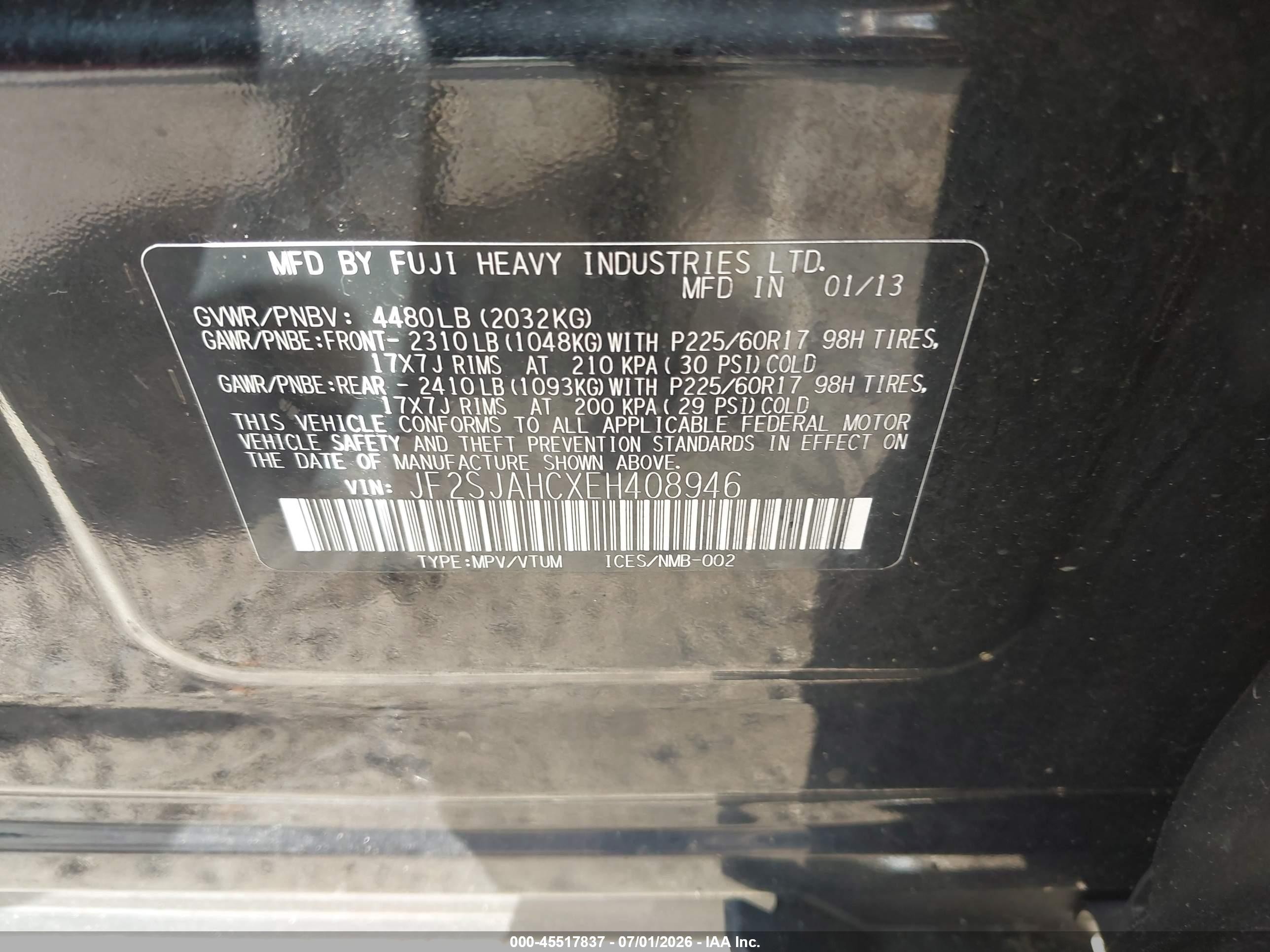 2014 Subaru Forester 2.5i Limited Black vin: JF2SJAHCXEH408946