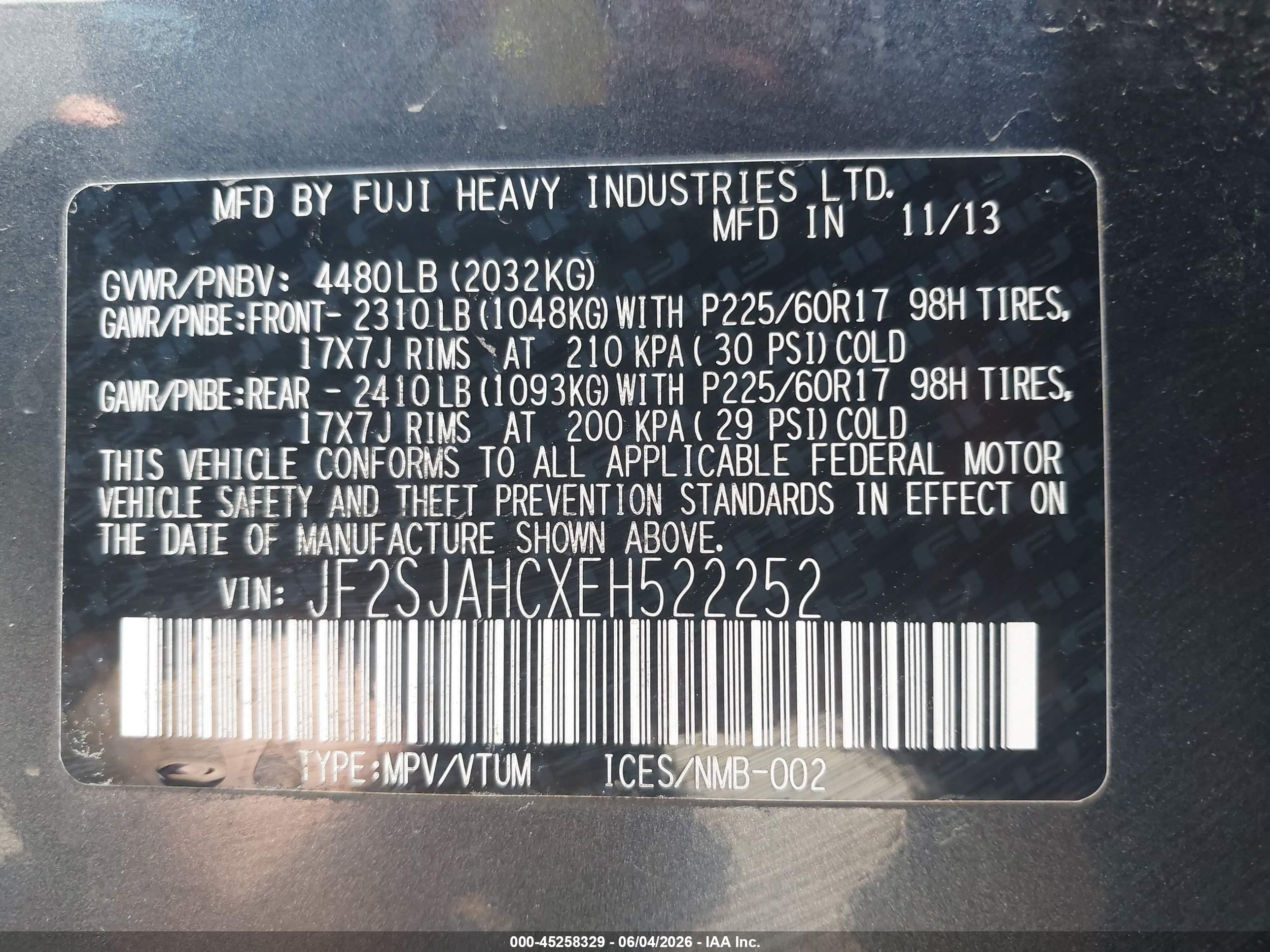 2014 Subaru Forester 2.5i Limited Gray vin: JF2SJAHCXEH522252