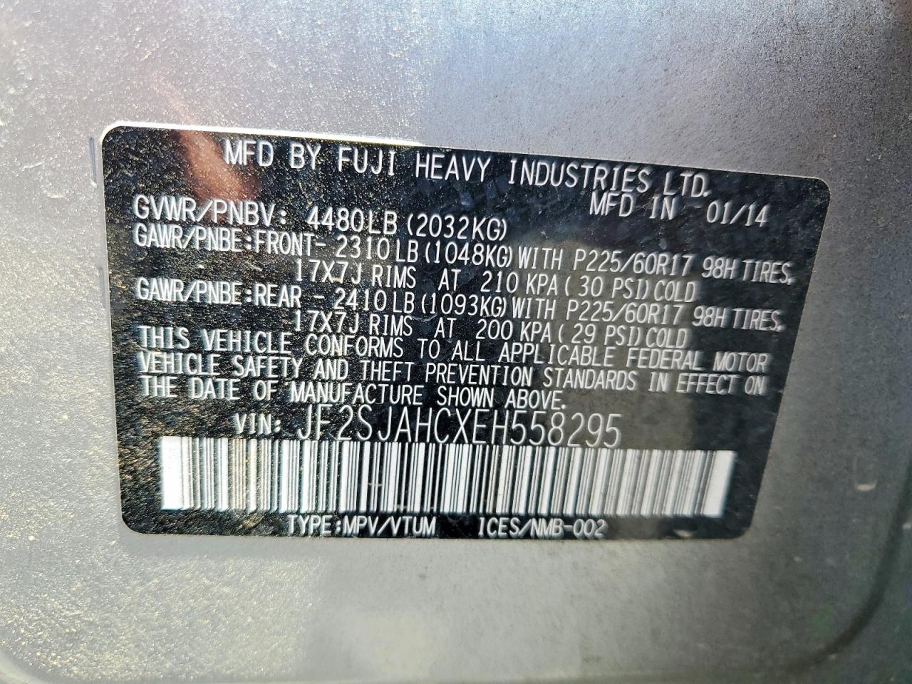 2014 Subaru Forester 2.5i Limited Gray vin: JF2SJAHCXEH558295