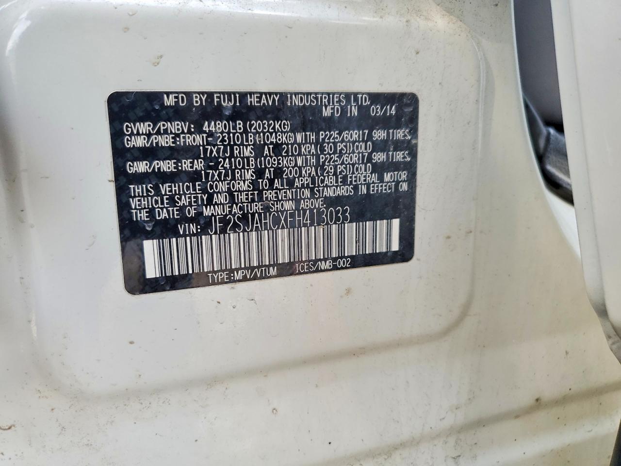 2015 Subaru Forester 2.5i Limited White vin: JF2SJAHCXFH413033