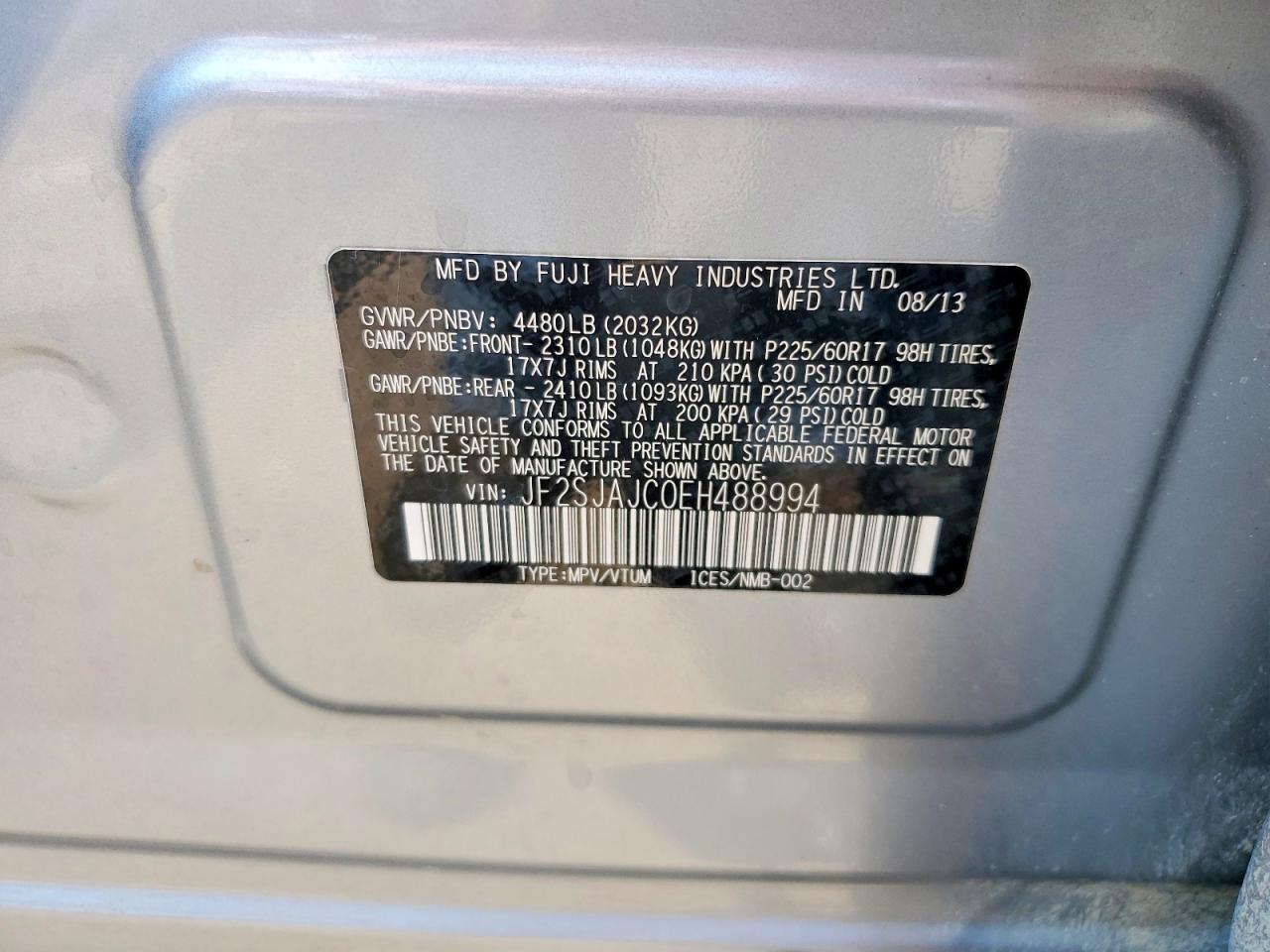 2014 Subaru Forester 2.5i Limited Silver vin: JF2SJAJC0EH488994