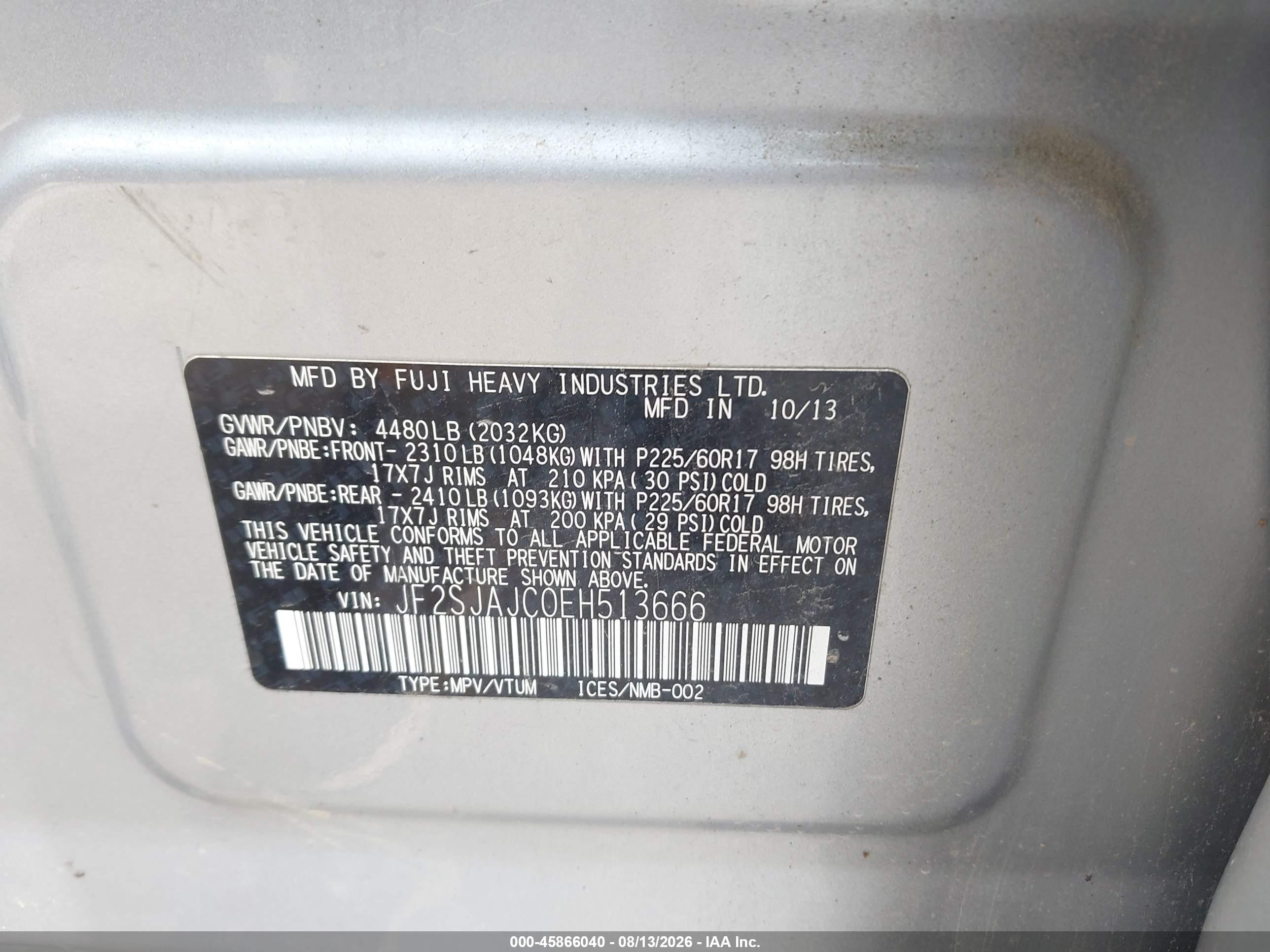 2014 Subaru Forester 2.5i Limited Silver vin: JF2SJAJC0EH513666