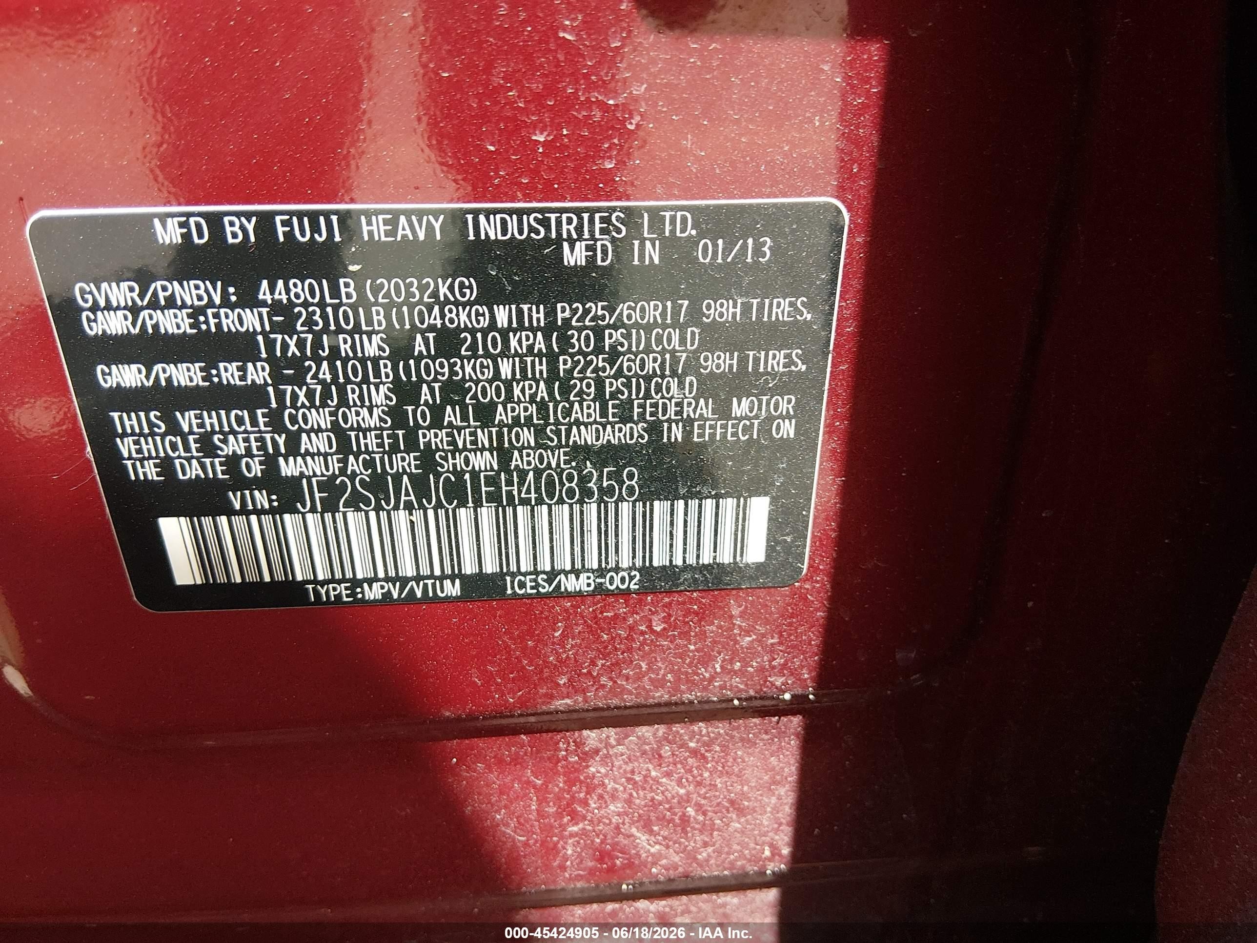 2014 Subaru Forester 2.5i Limited Красный vin: JF2SJAJC1EH408358