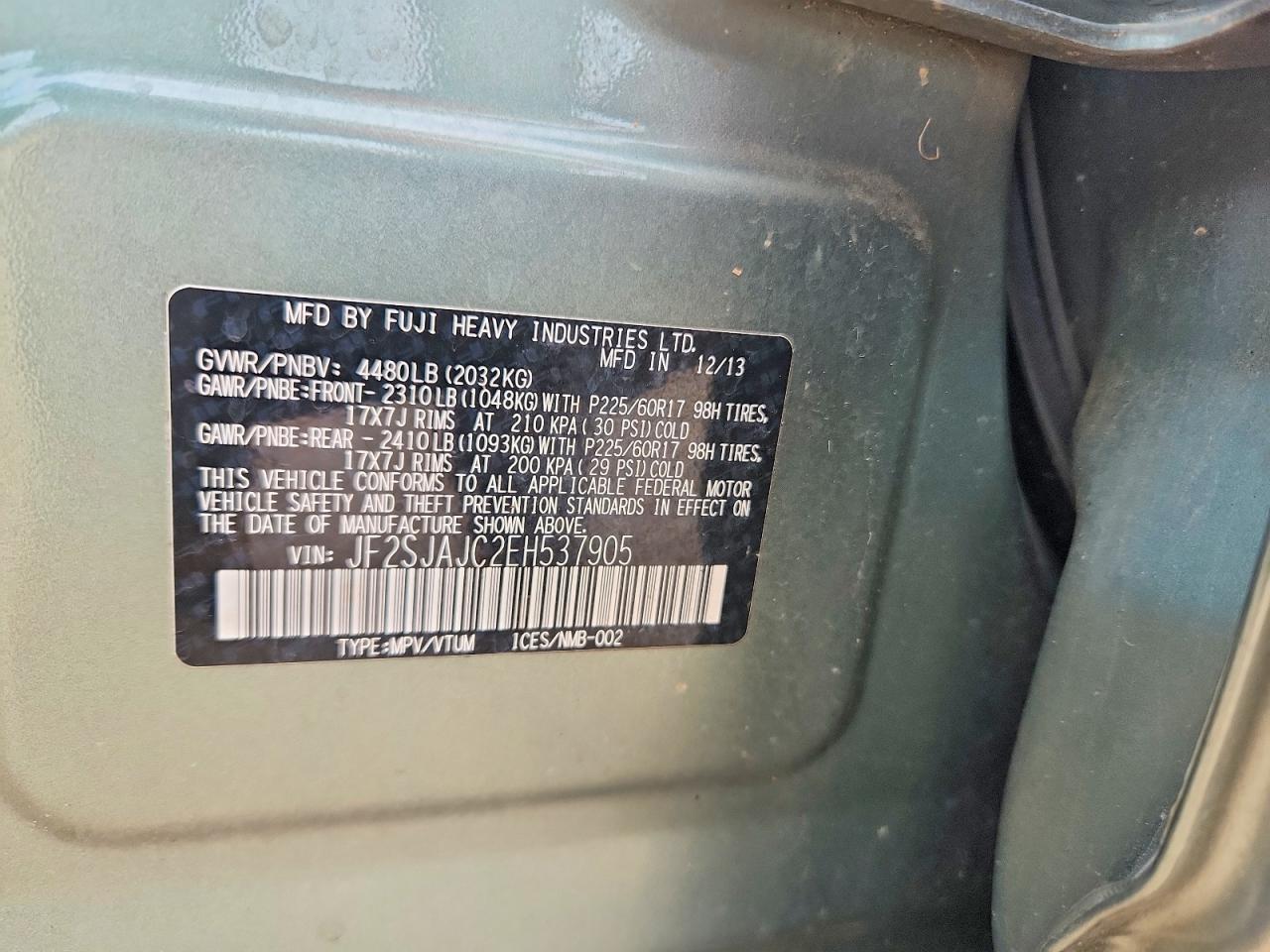2014 Subaru Forester 2.5i Limited Green vin: JF2SJAJC2EH537905