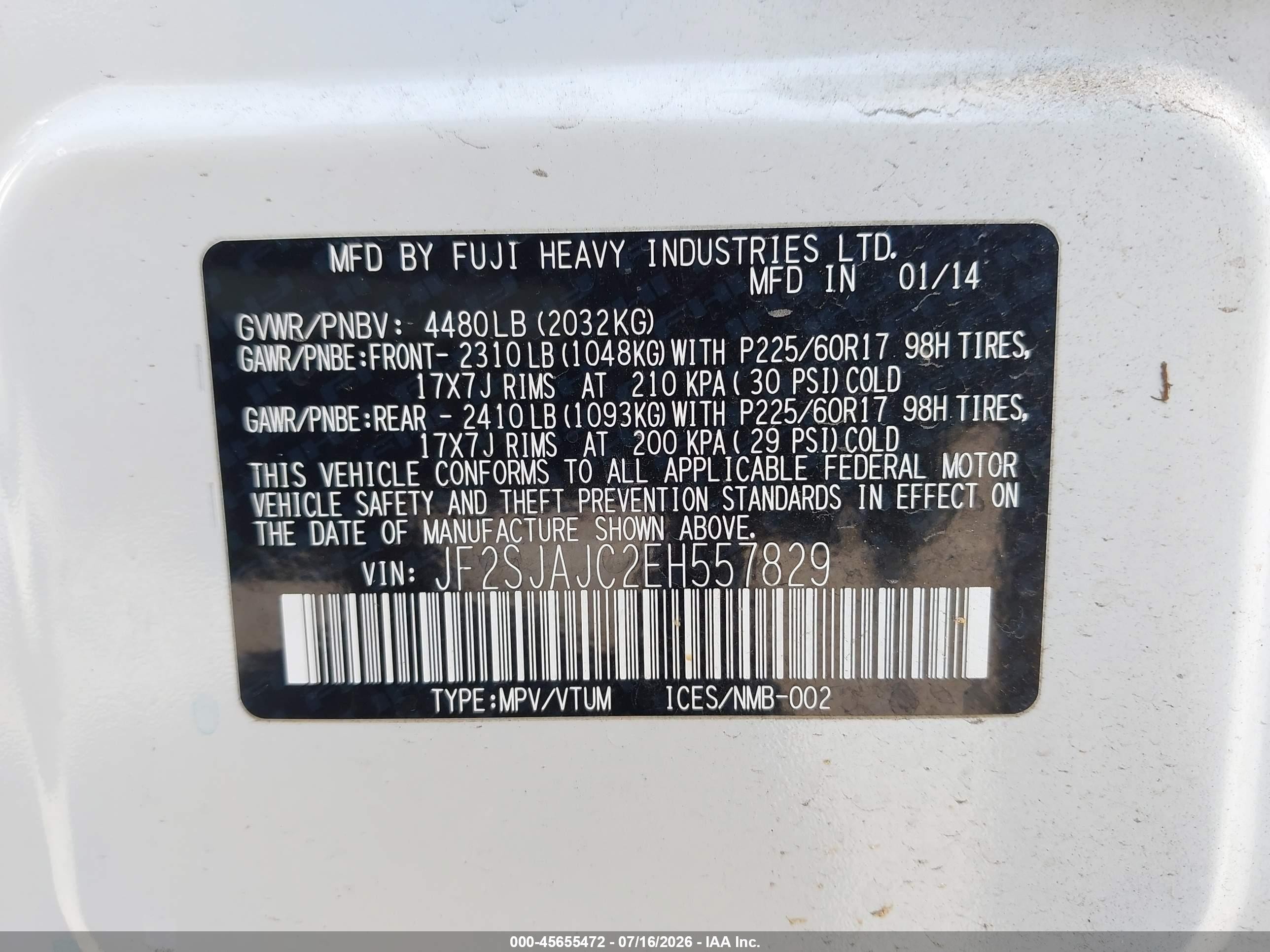 2014 Subaru Forester 2.5i Limited White vin: JF2SJAJC2EH557829