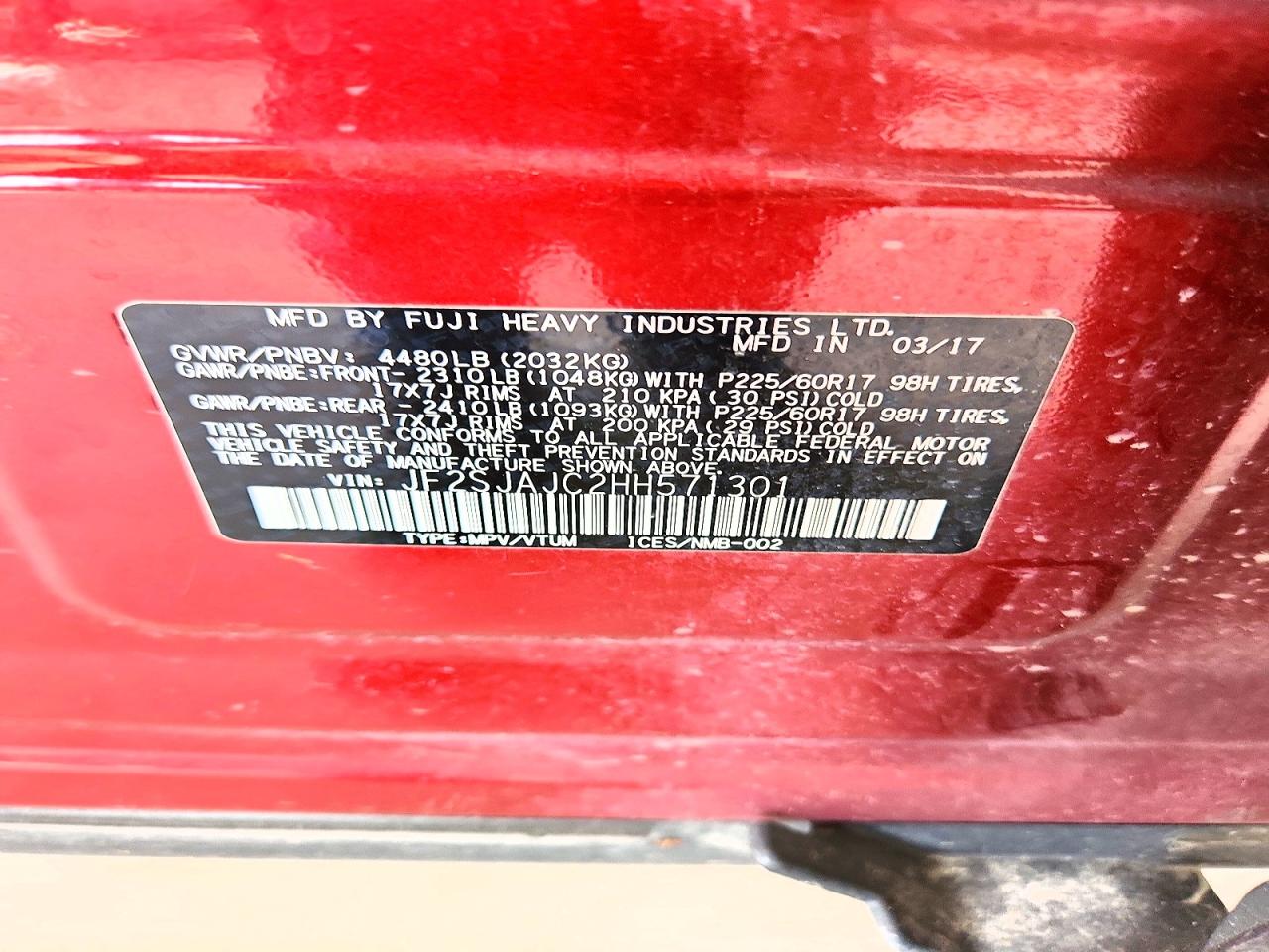 2017 Subaru Forester 2.5i Limited Maroon vin: JF2SJAJC2HH571301