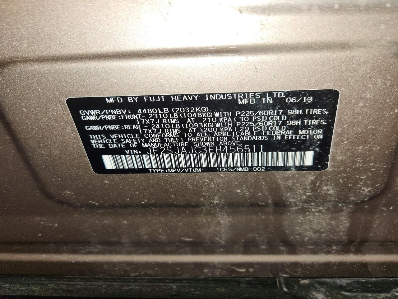 2014 Subaru Forester 2.5i Limited Beige vin: JF2SJAJC3EH456511
