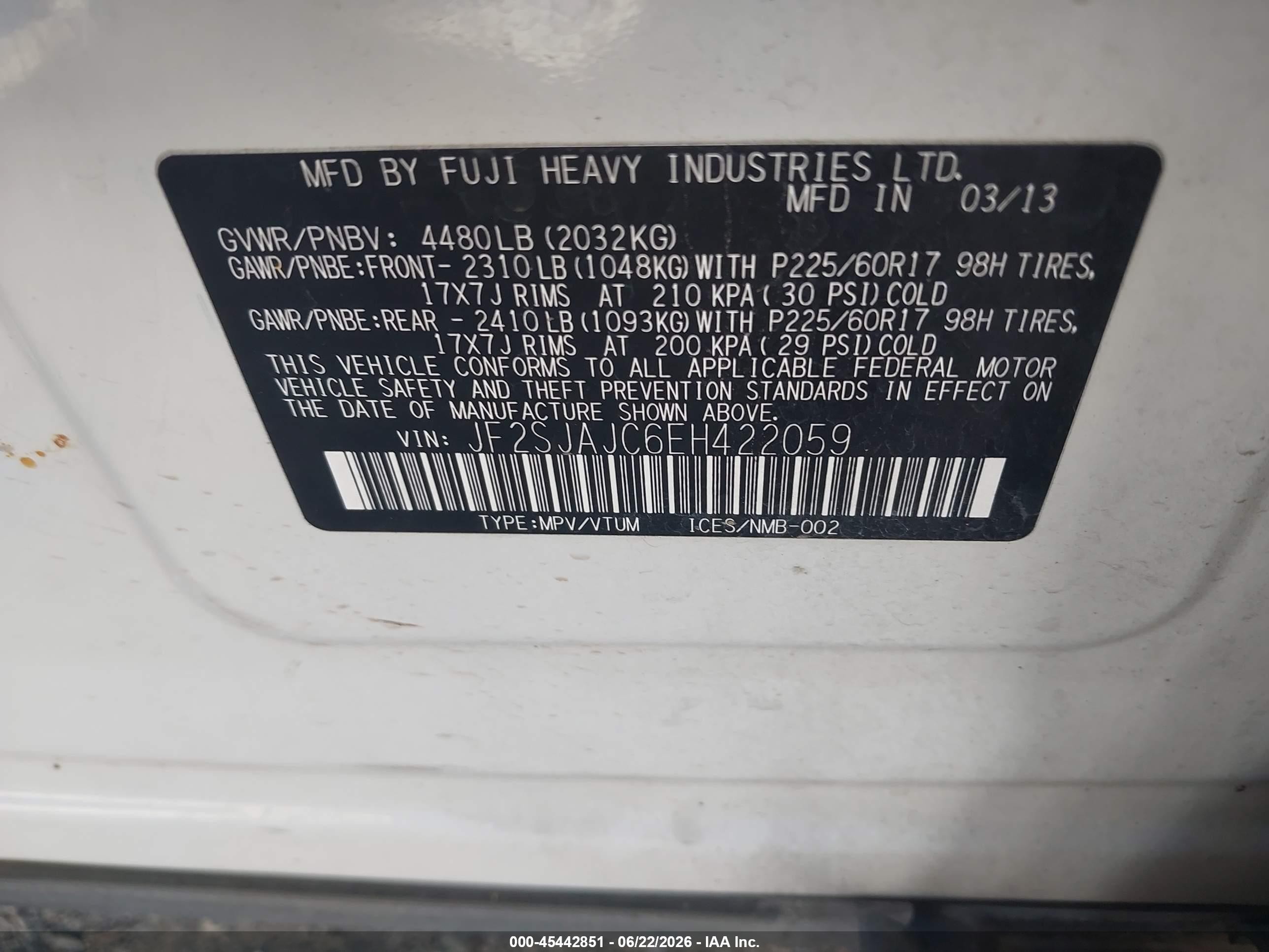 2014 Subaru Forester 2.5i Limited White vin: JF2SJAJC6EH422059