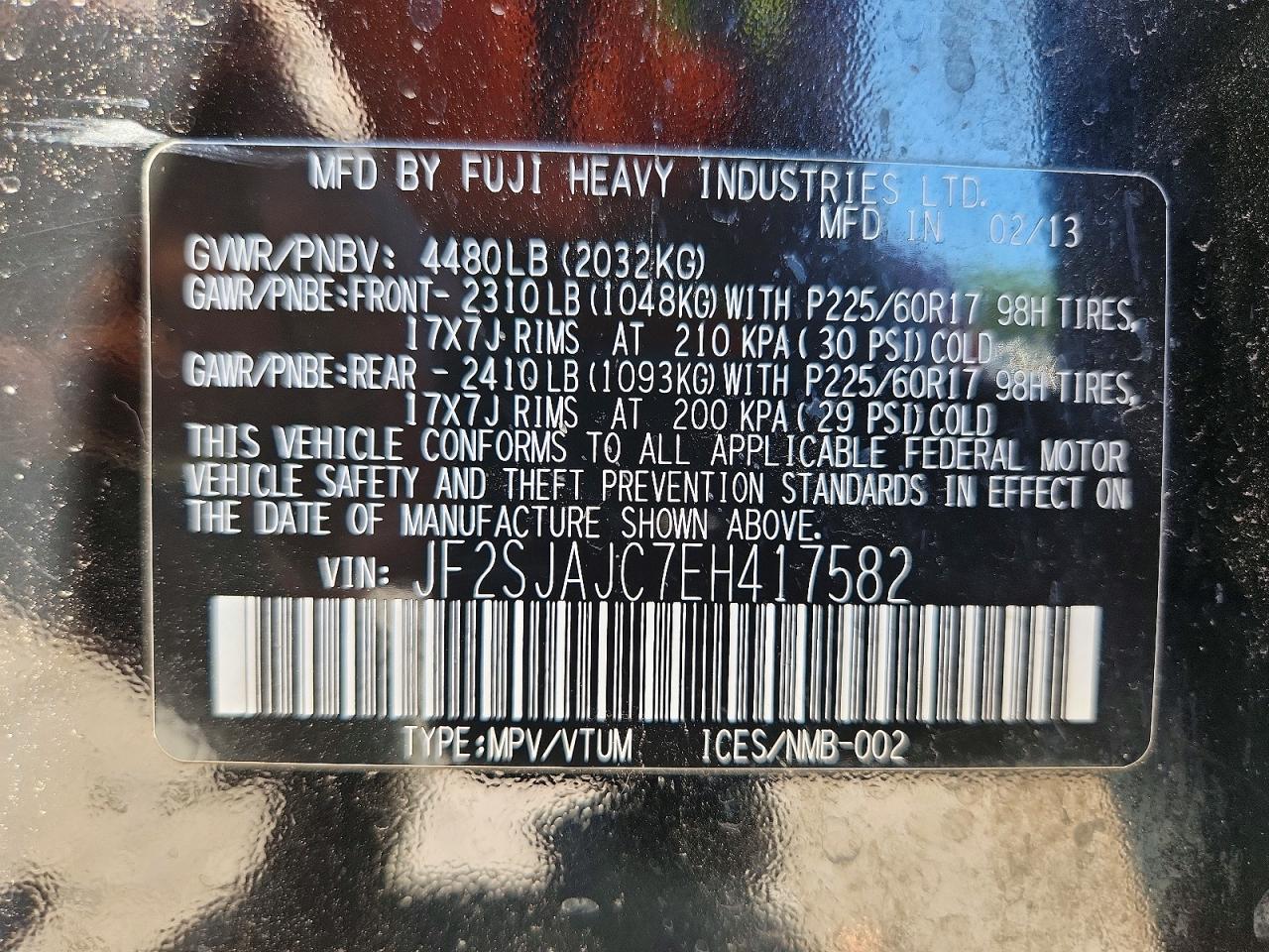 2014 Subaru Forester 2.5i Limited Black vin: JF2SJAJC7EH417582