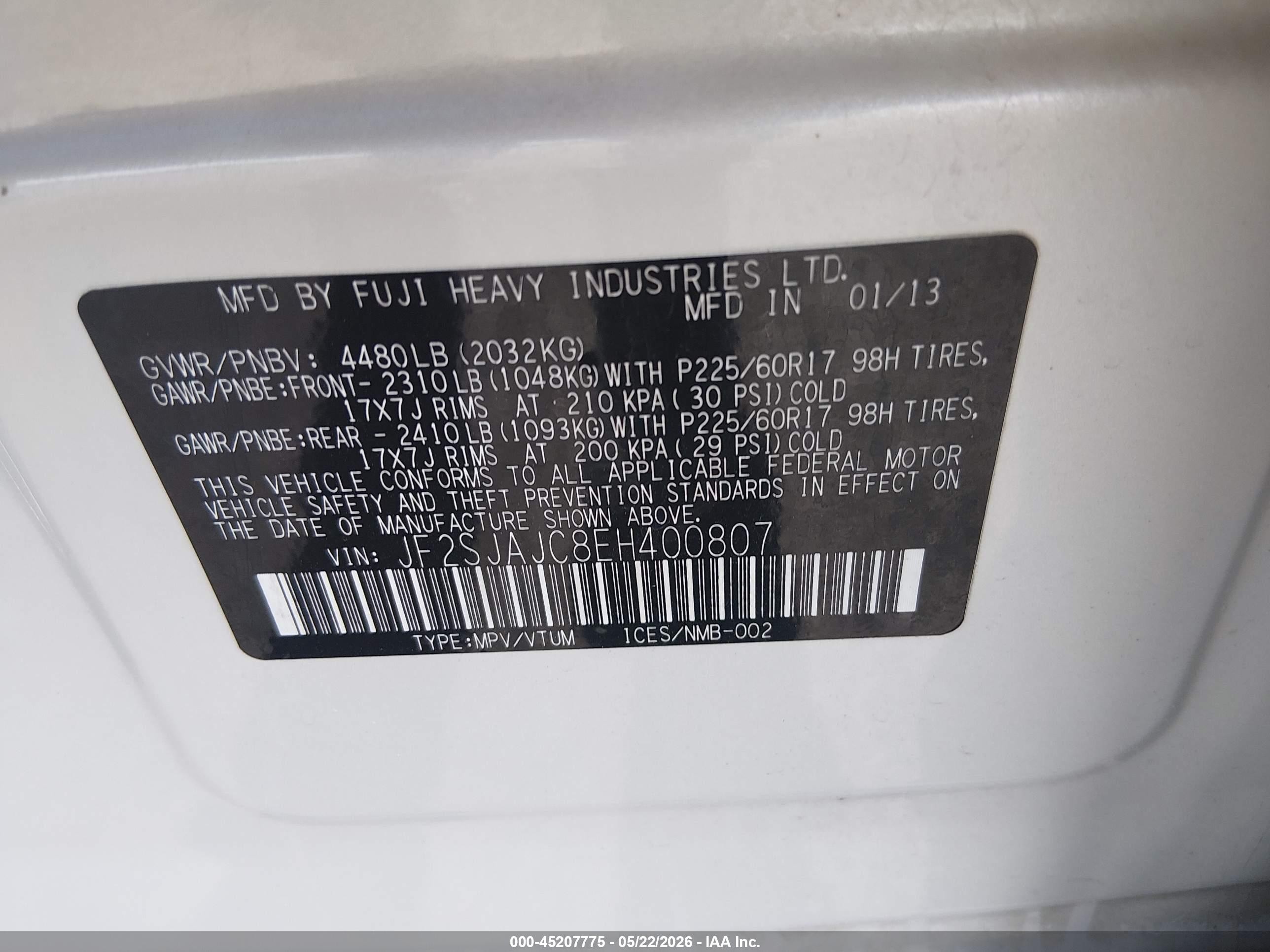 2014 Subaru Forester 2.5i Limited White vin: JF2SJAJC8EH400807
