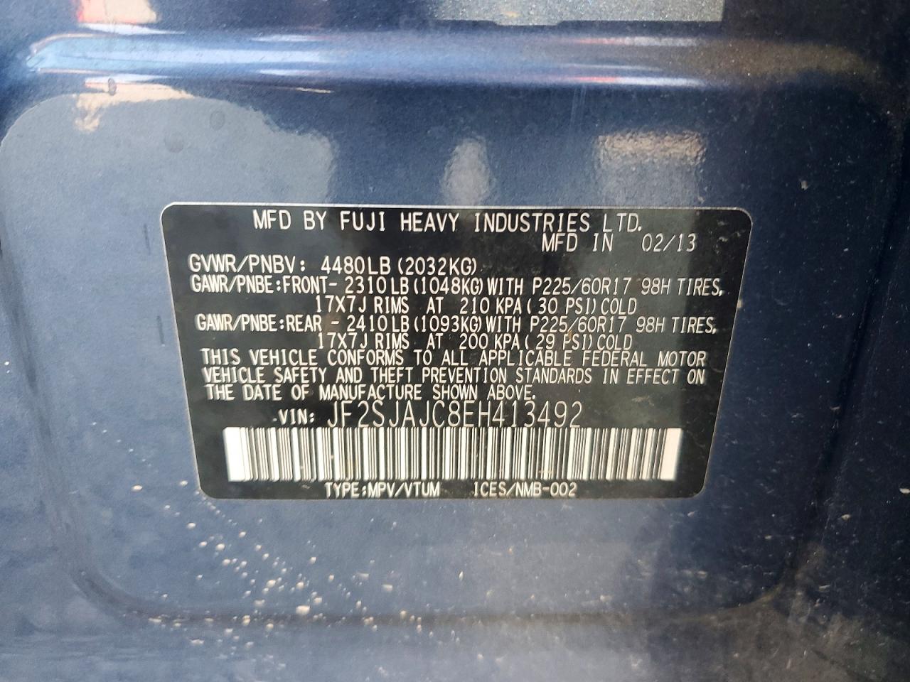 2014 Subaru Forester 2.5i Limited Blue vin: JF2SJAJC8EH413492