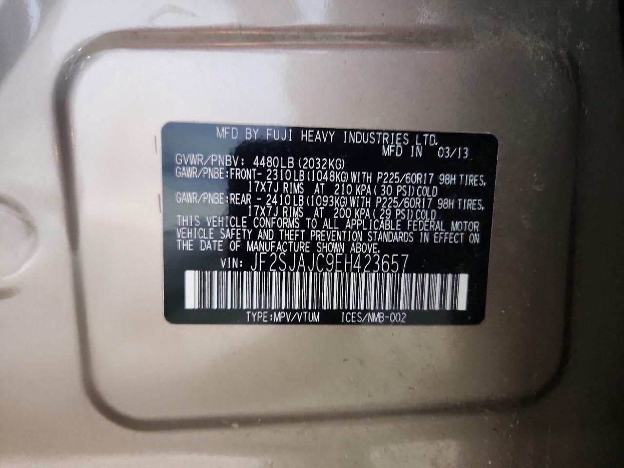 2014 Subaru Forester Brown vin: JF2SJAJC9EH423657