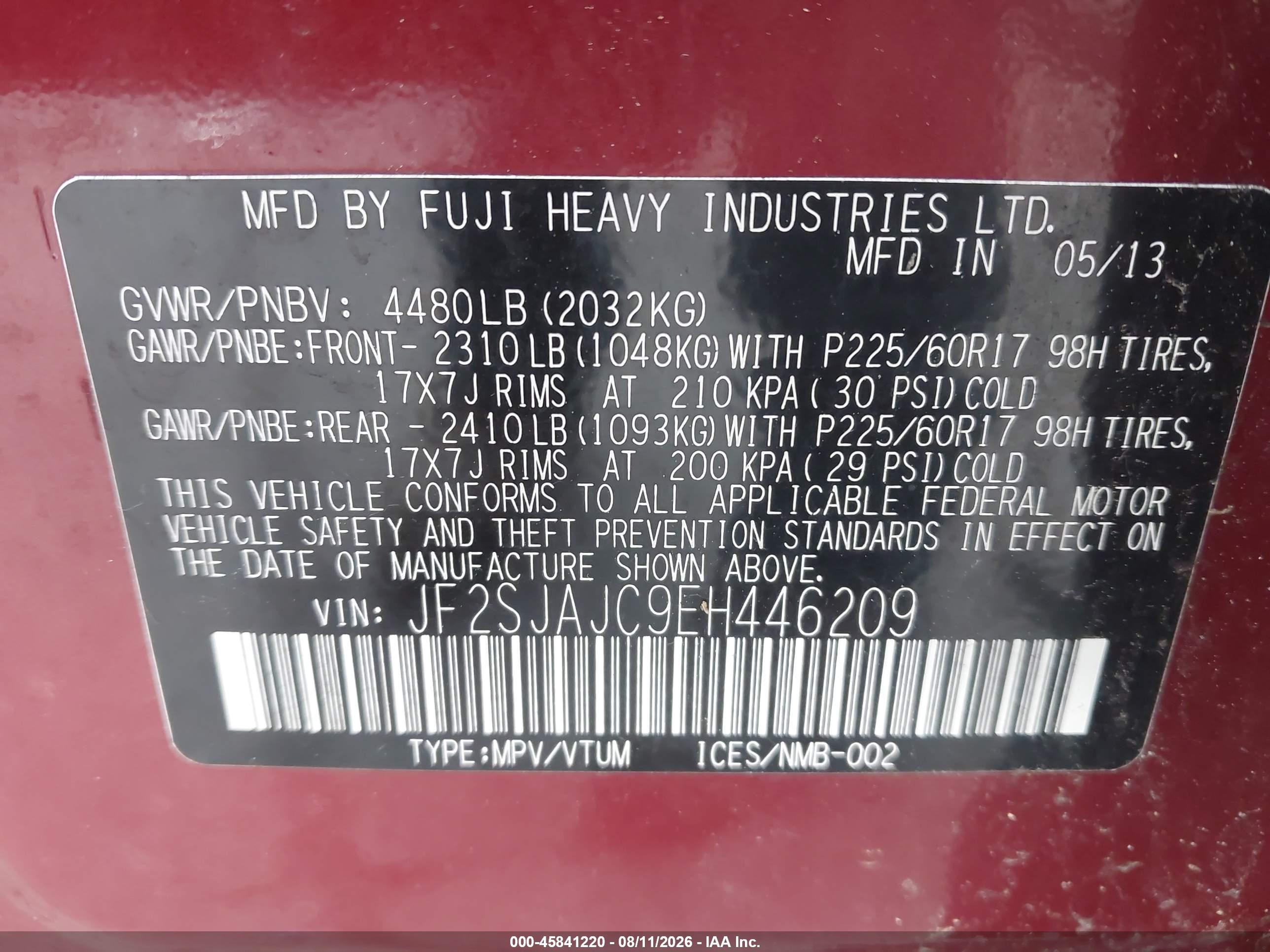 2014 Subaru Forester 2.5i Limited Red vin: JF2SJAJC9EH446209