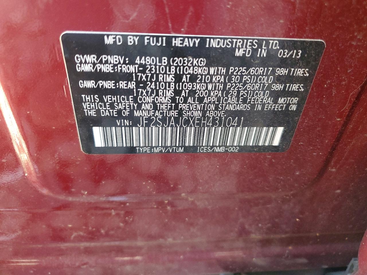 2014 Subaru Forester 2.5i Limited Maroon vin: JF2SJAJCXEH431041