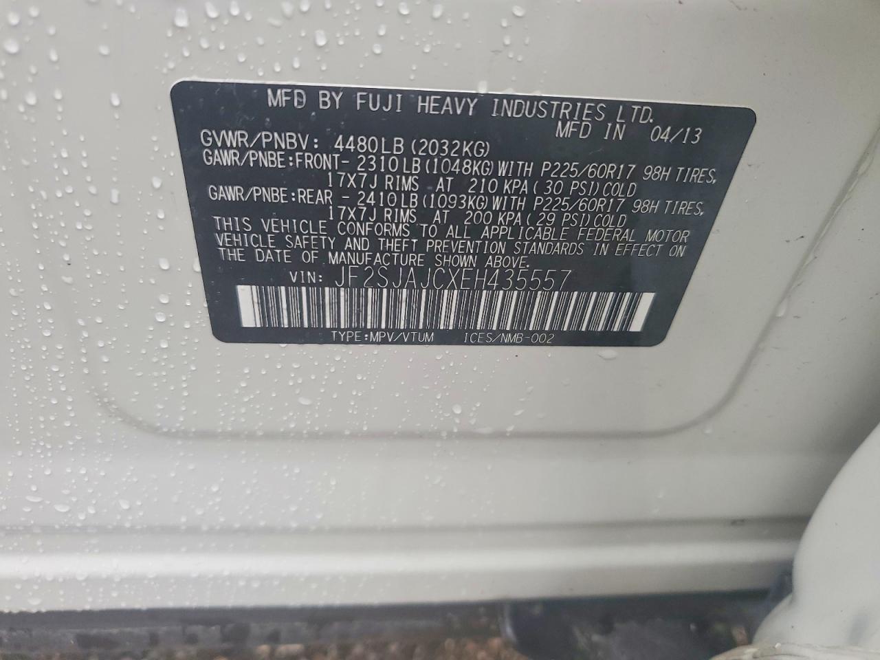 2014 Subaru Forester 2.5i Limited White vin: JF2SJAJCXEH435557