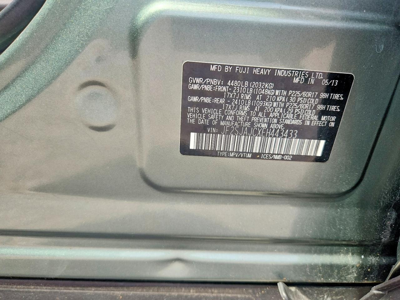 2014 Subaru Forester 2.5i Limited Green vin: JF2SJAJCXEH443433