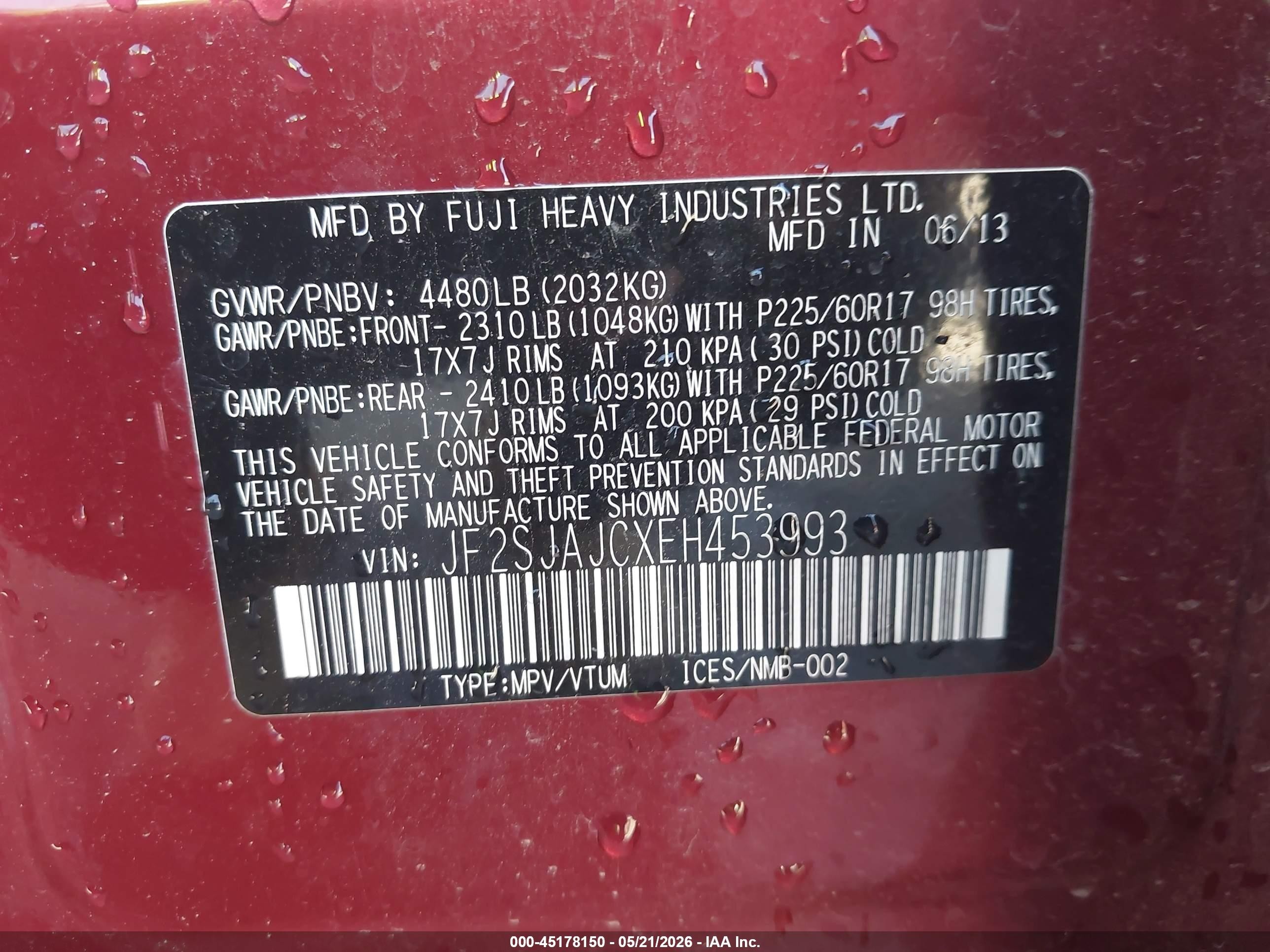 2014 Subaru Forester 2.5i Limited Red vin: JF2SJAJCXEH453993