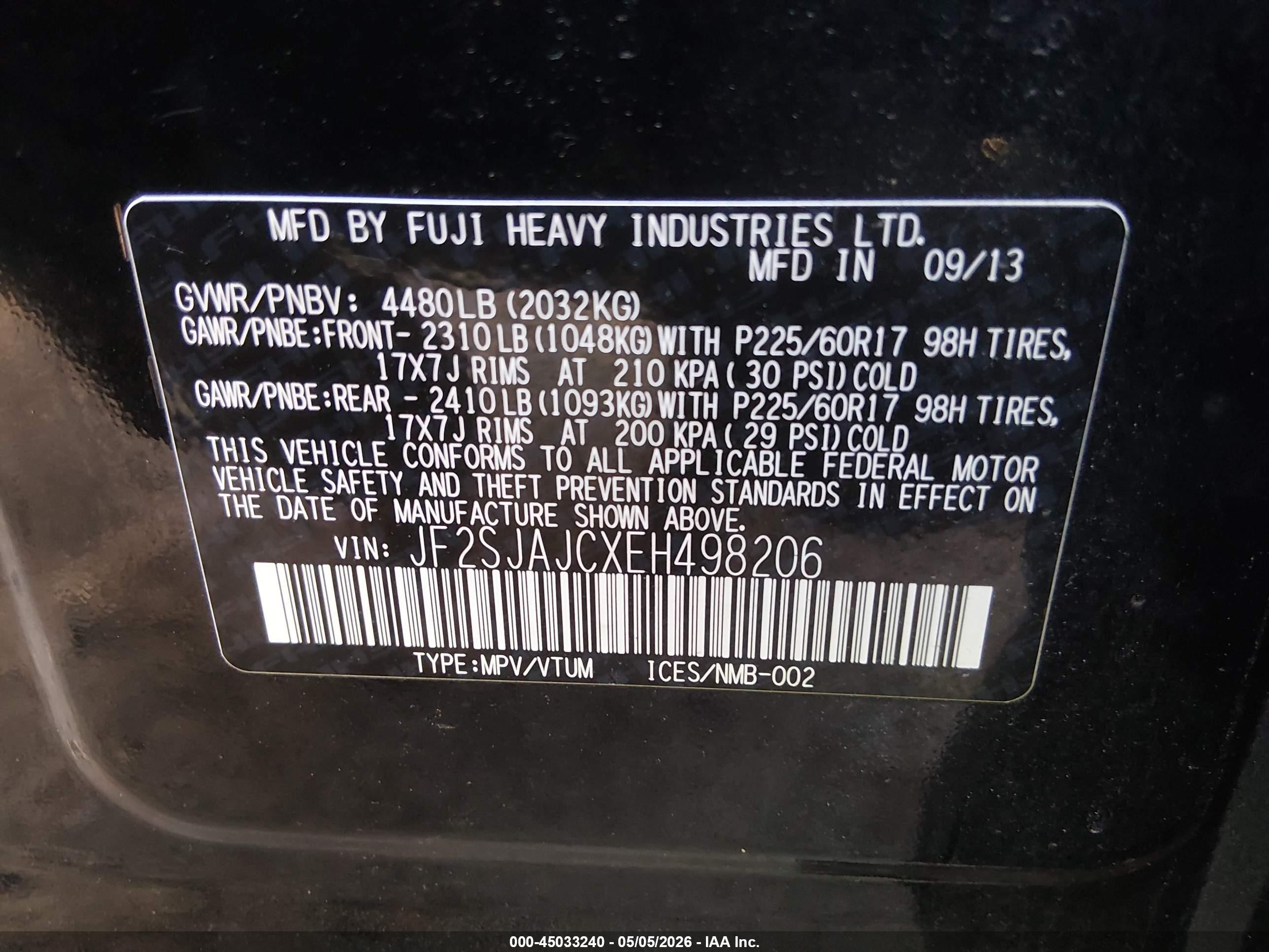 2014 Subaru Forester 2.5i Limited Black vin: JF2SJAJCXEH498206