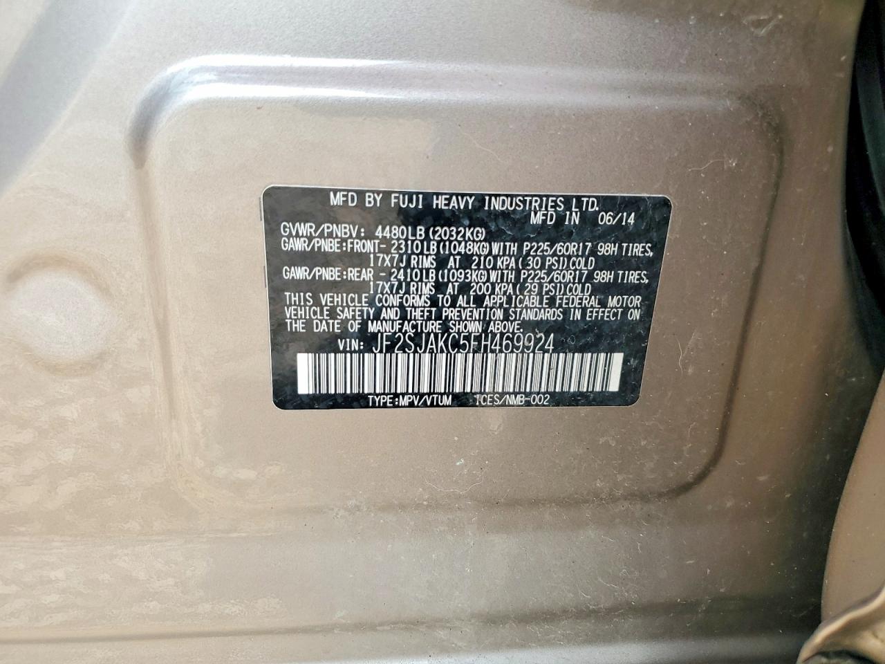 2015 Subaru Forester 2.5i Limited Gold vin: JF2SJAKC5FH469924