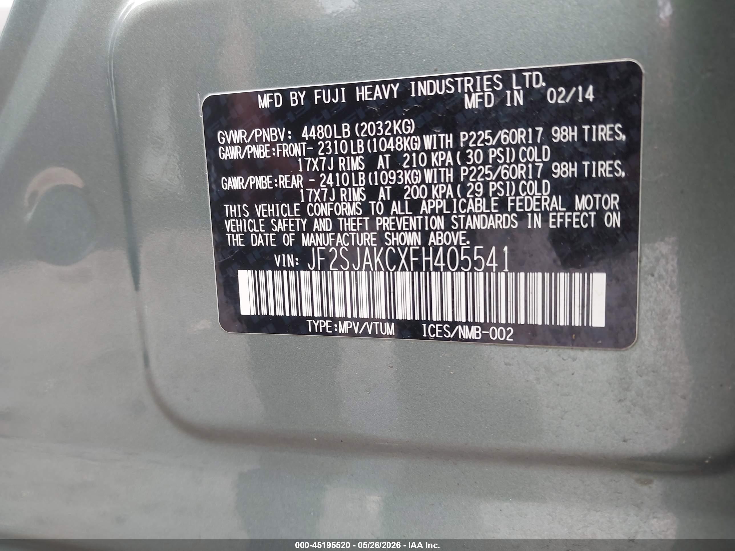 2015 Subaru Forester 2.5i Limited Teal vin: JF2SJAKCXFH405541