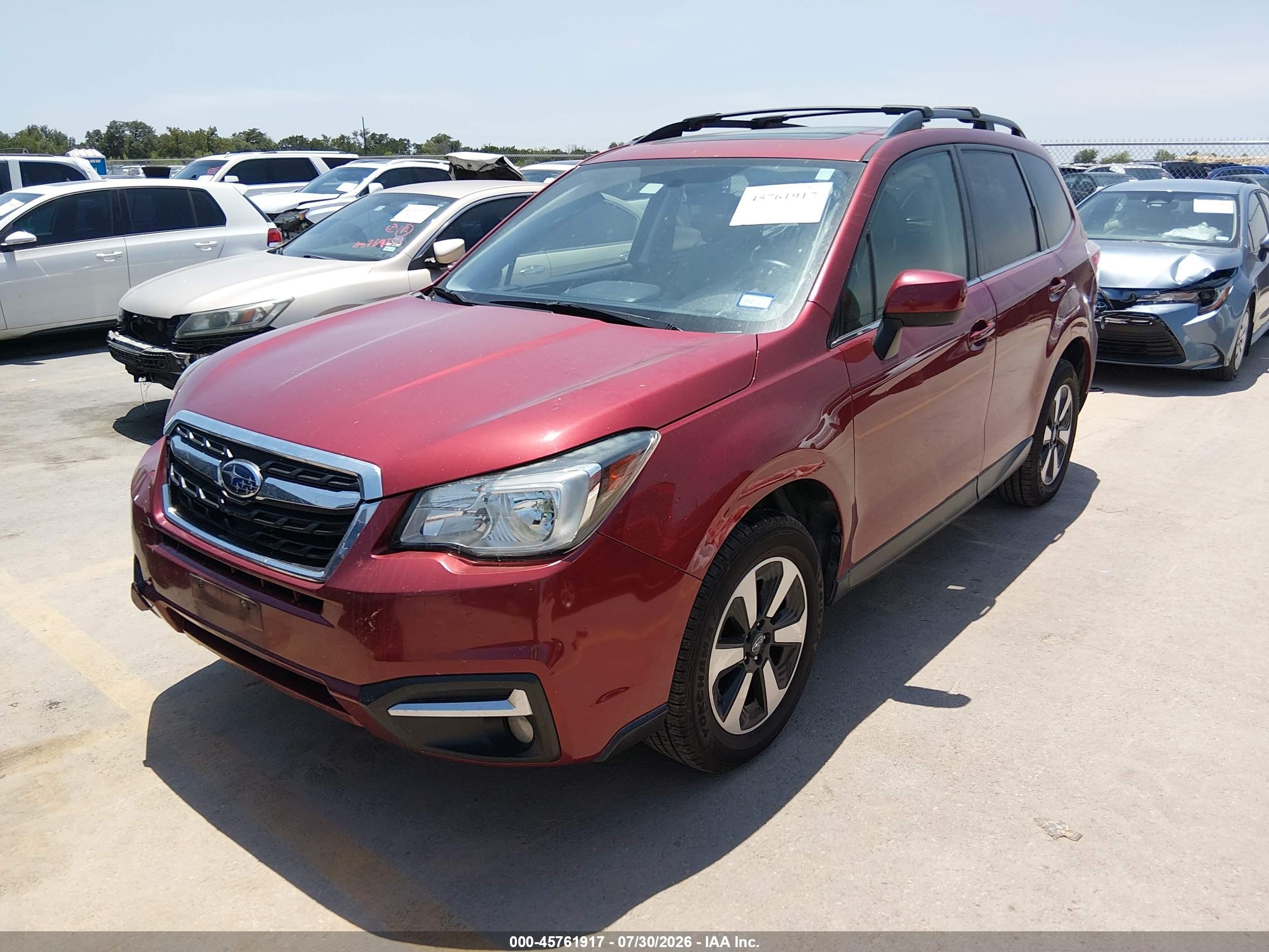 2017 Subaru Forester 2.5i Limited Бордовый vin: JF2SJALC8HH500181
