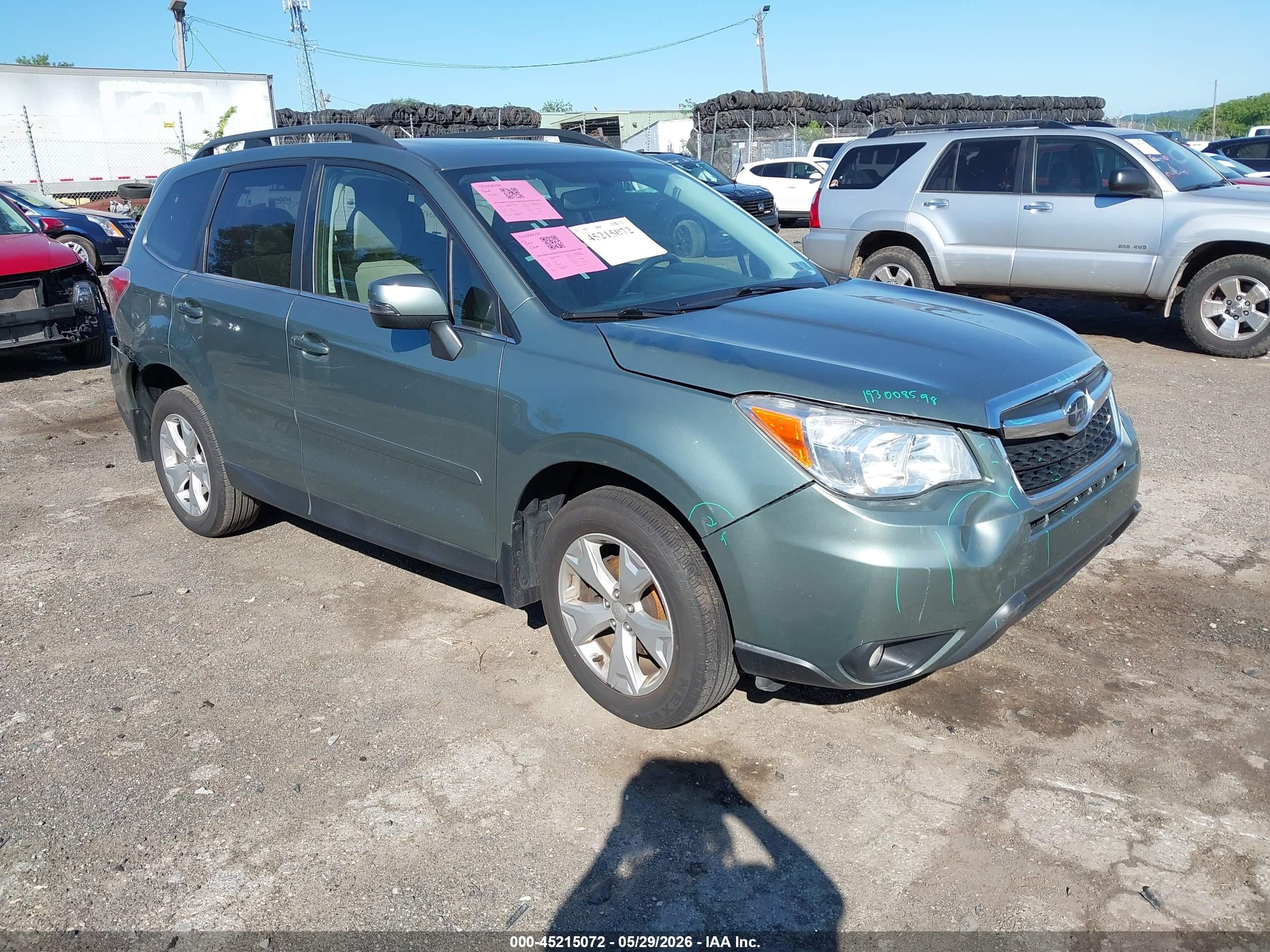 2014 Subaru Forester 2.5i Touring Green vin: JF2SJAMC0EH493222