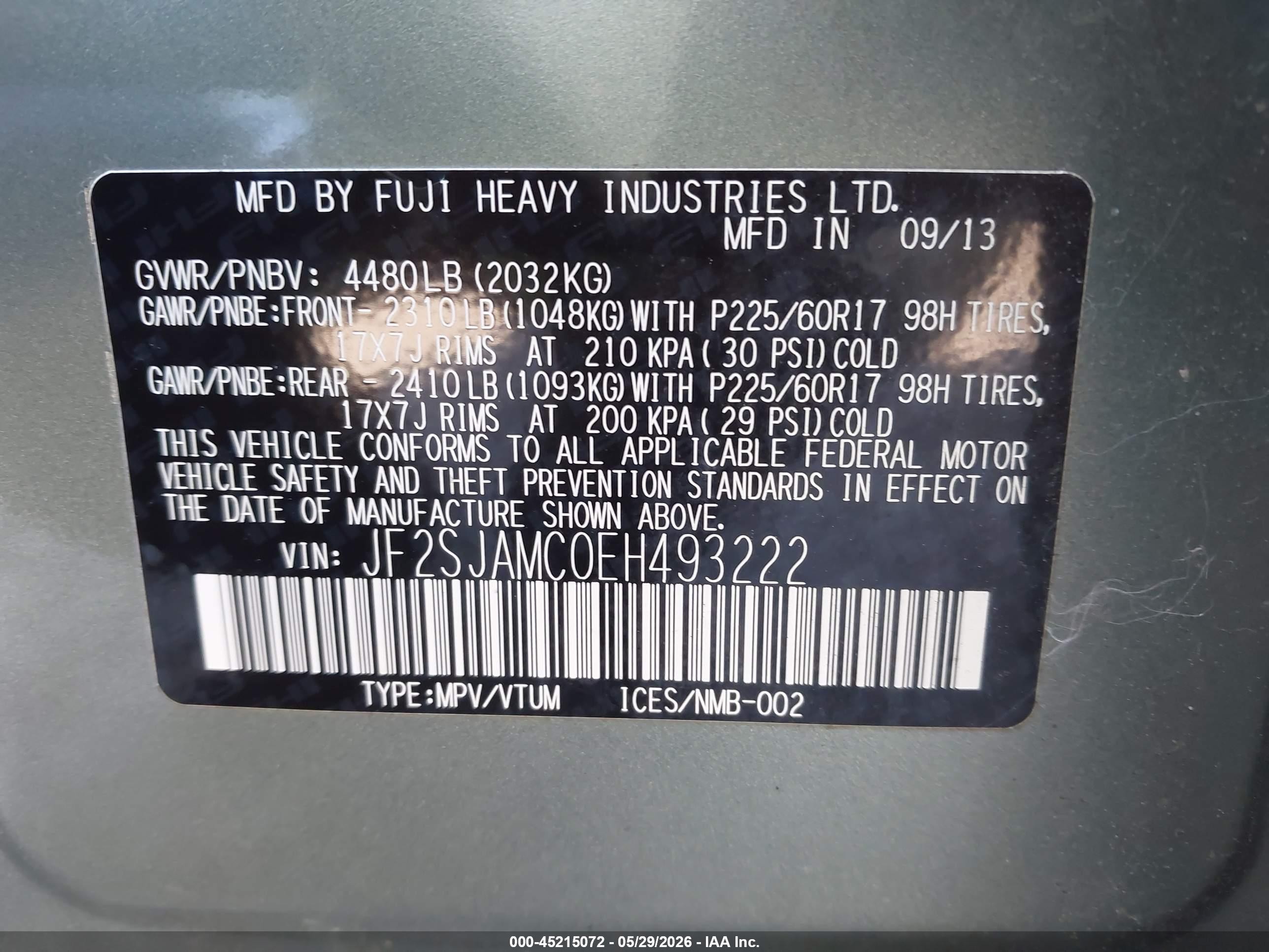 2014 Subaru Forester 2.5i Touring Green vin: JF2SJAMC0EH493222