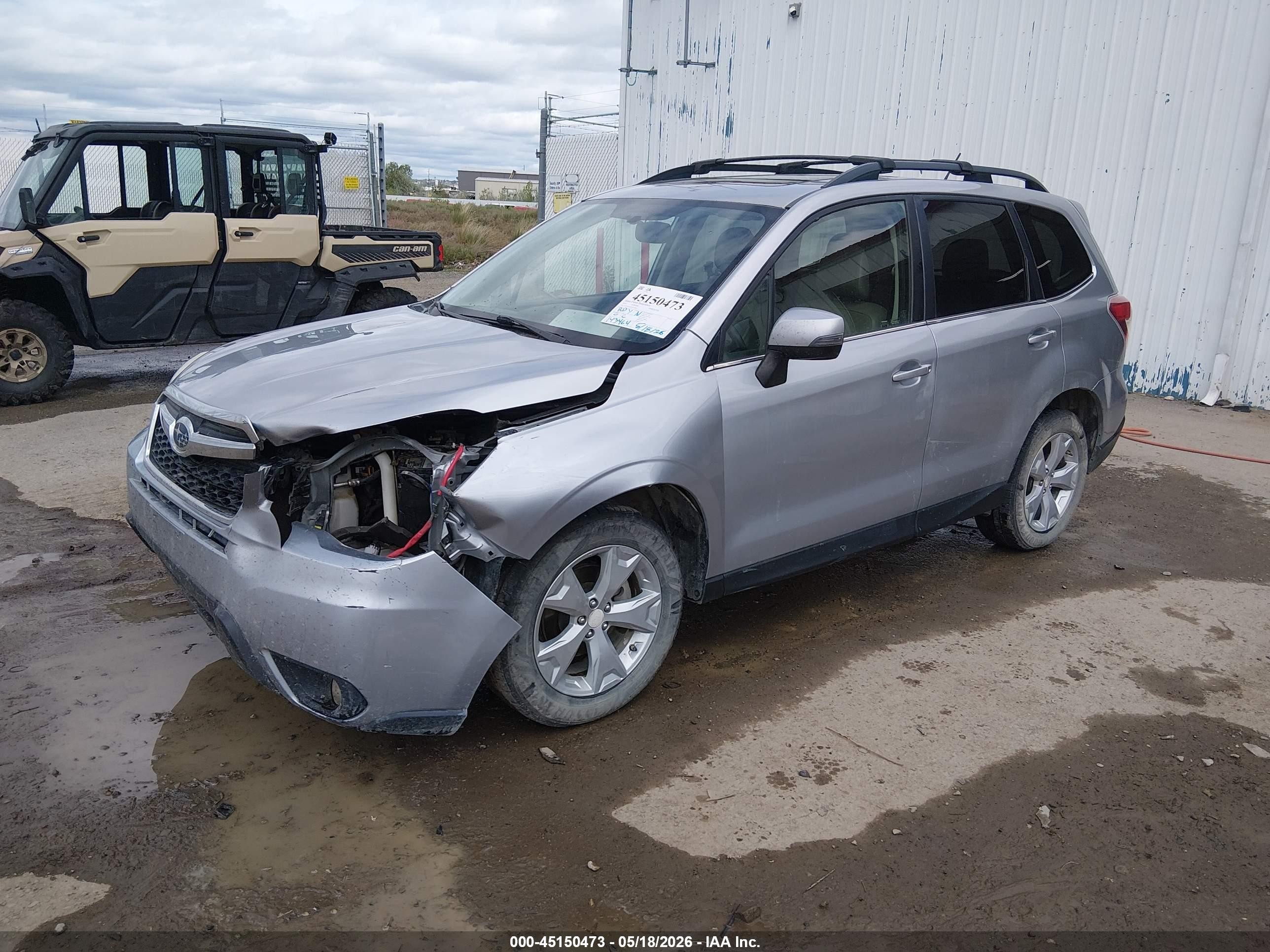2014 Subaru Forester 2.5i Touring Silver vin: JF2SJAMC0EH518944