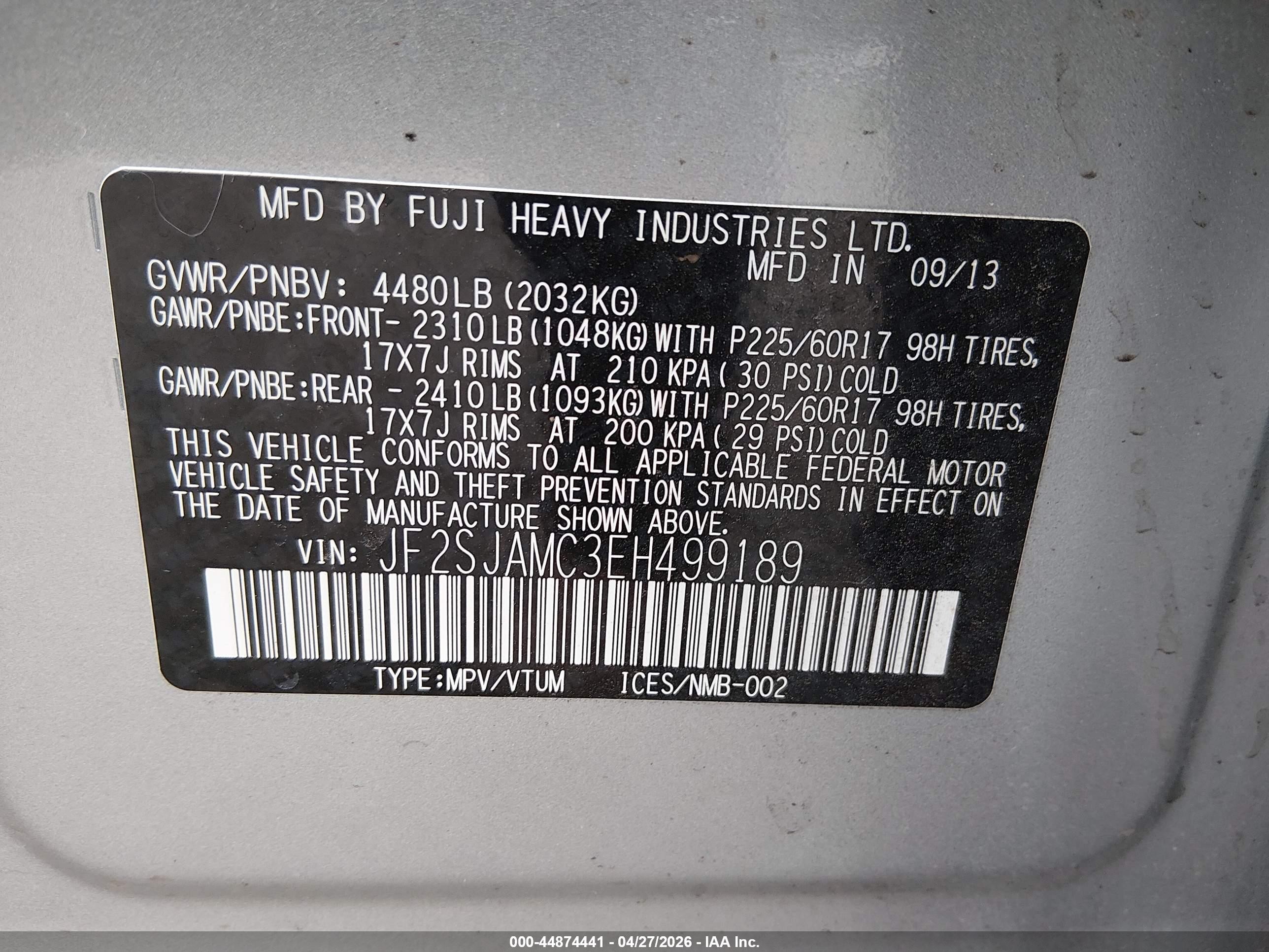 2014 Subaru Forester 2.5i Touring Silver vin: JF2SJAMC3EH499189