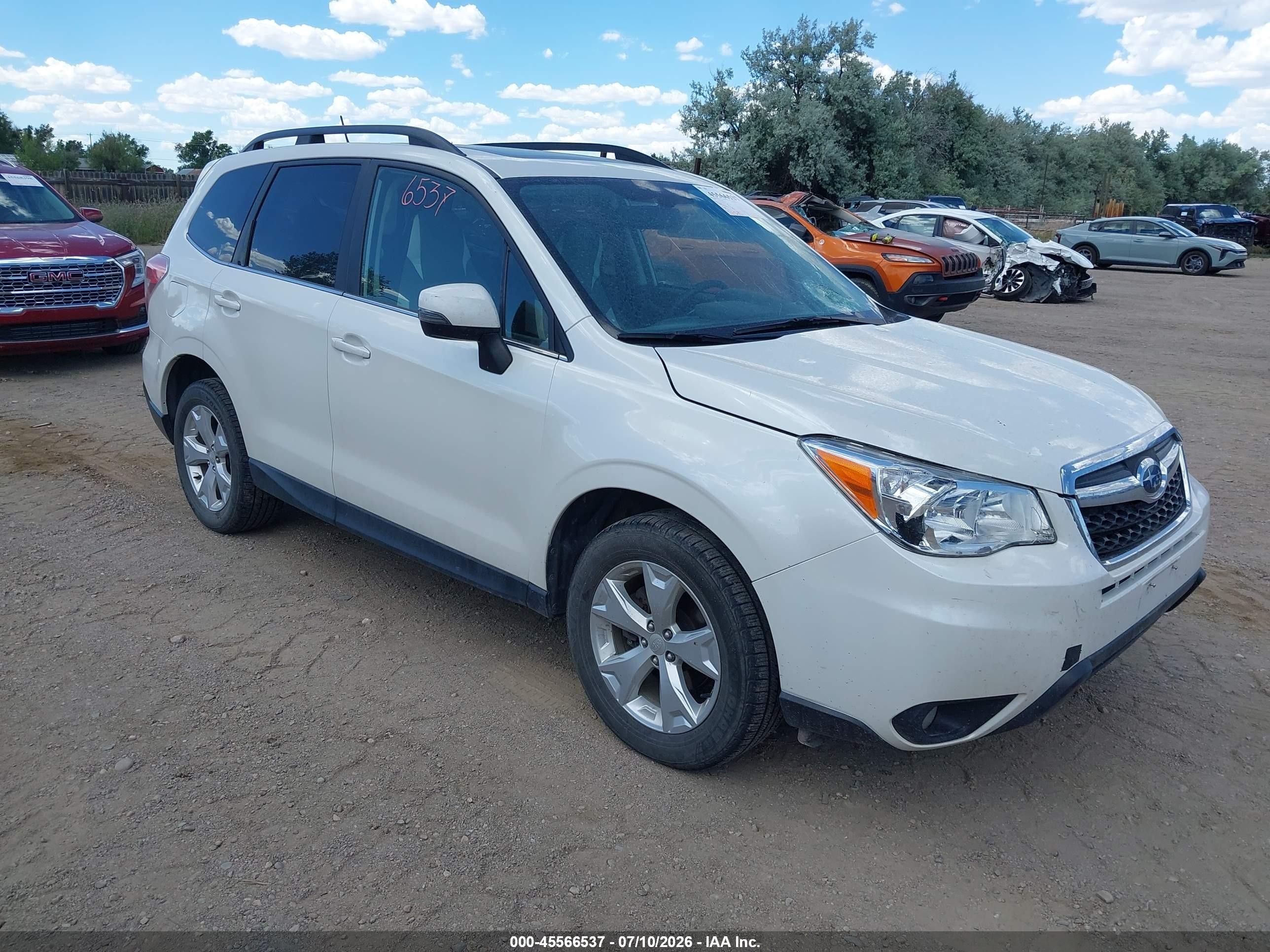 2014 Subaru Forester 2.5i Touring White vin: JF2SJAMC4EH481655