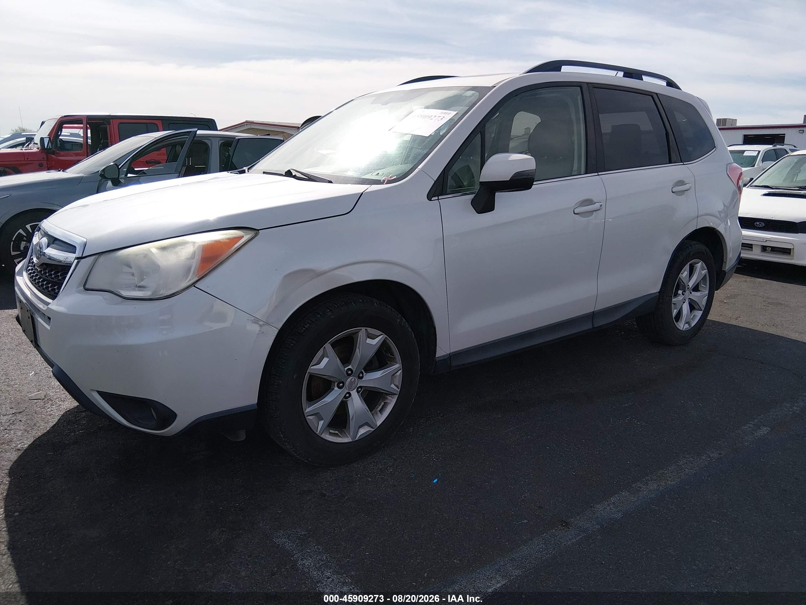 2014 Subaru Forester 2.5i Touring White vin: JF2SJAMC6EH435308