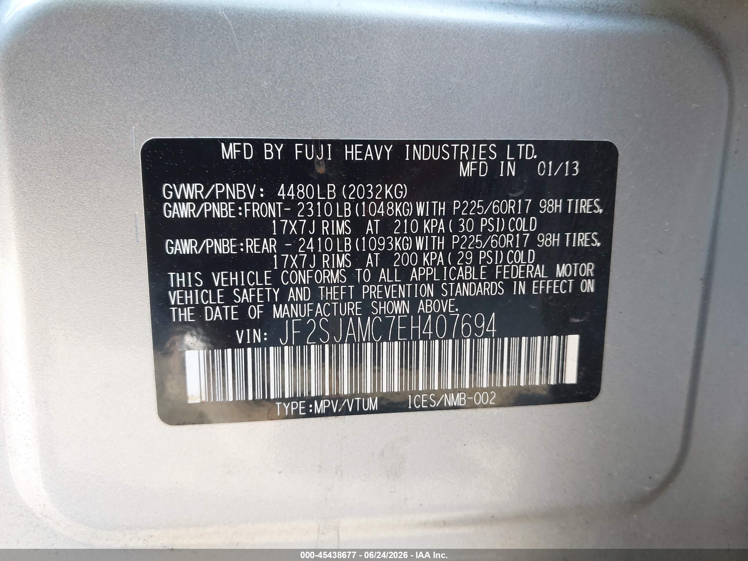 2014 Subaru Forester 2.5i Touring Silver vin: JF2SJAMC7EH407694