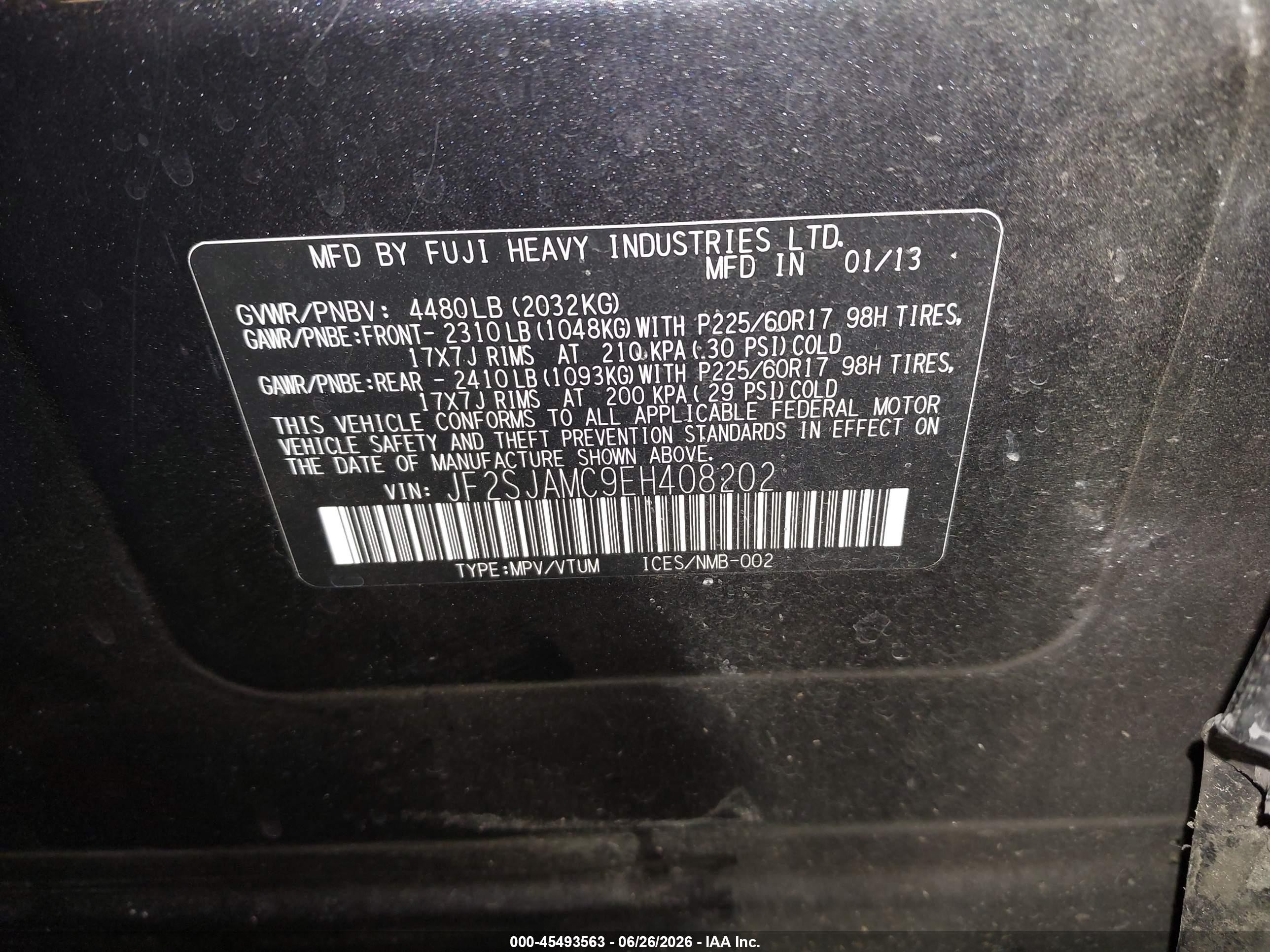2014 Subaru Forester   Серый vin: JF2SJAMC9EH408202