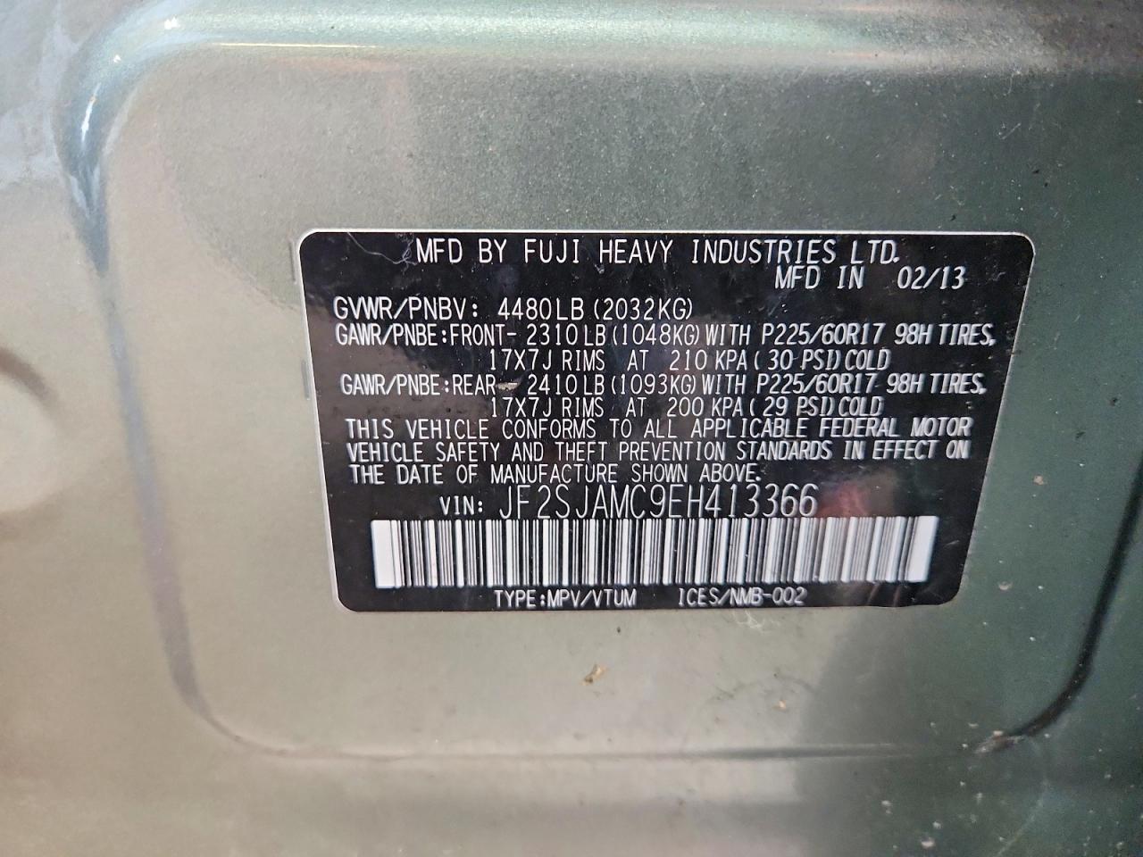 2014 Subaru Forester 2.5i Touring Green vin: JF2SJAMC9EH413366