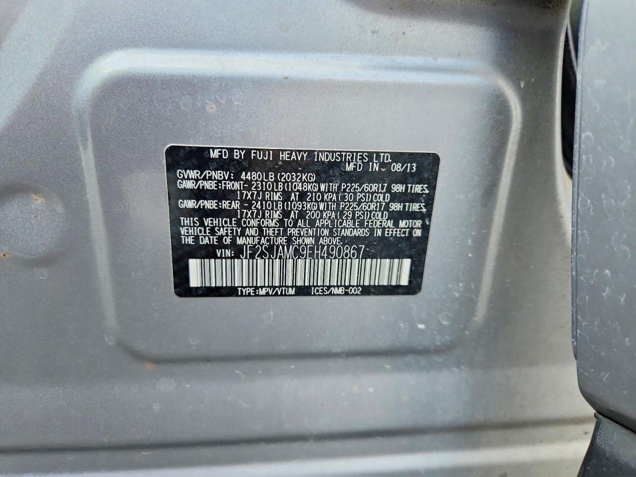 2014 Subaru Forester 2.5i Touring Silver vin: JF2SJAMC9EH490867