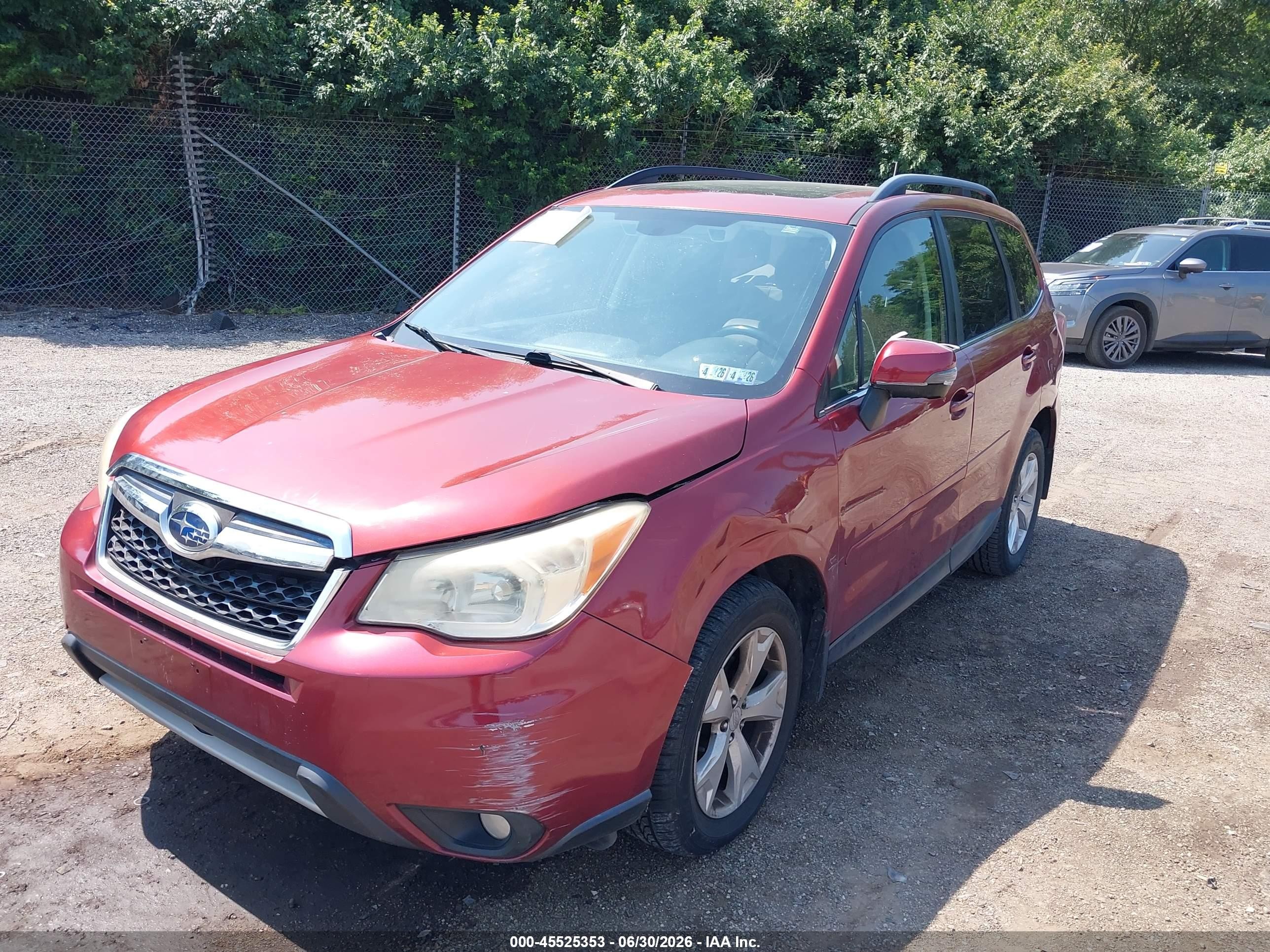 2014 Subaru Forester 2.5i Touring Burgundy vin: JF2SJAPC2EH403922