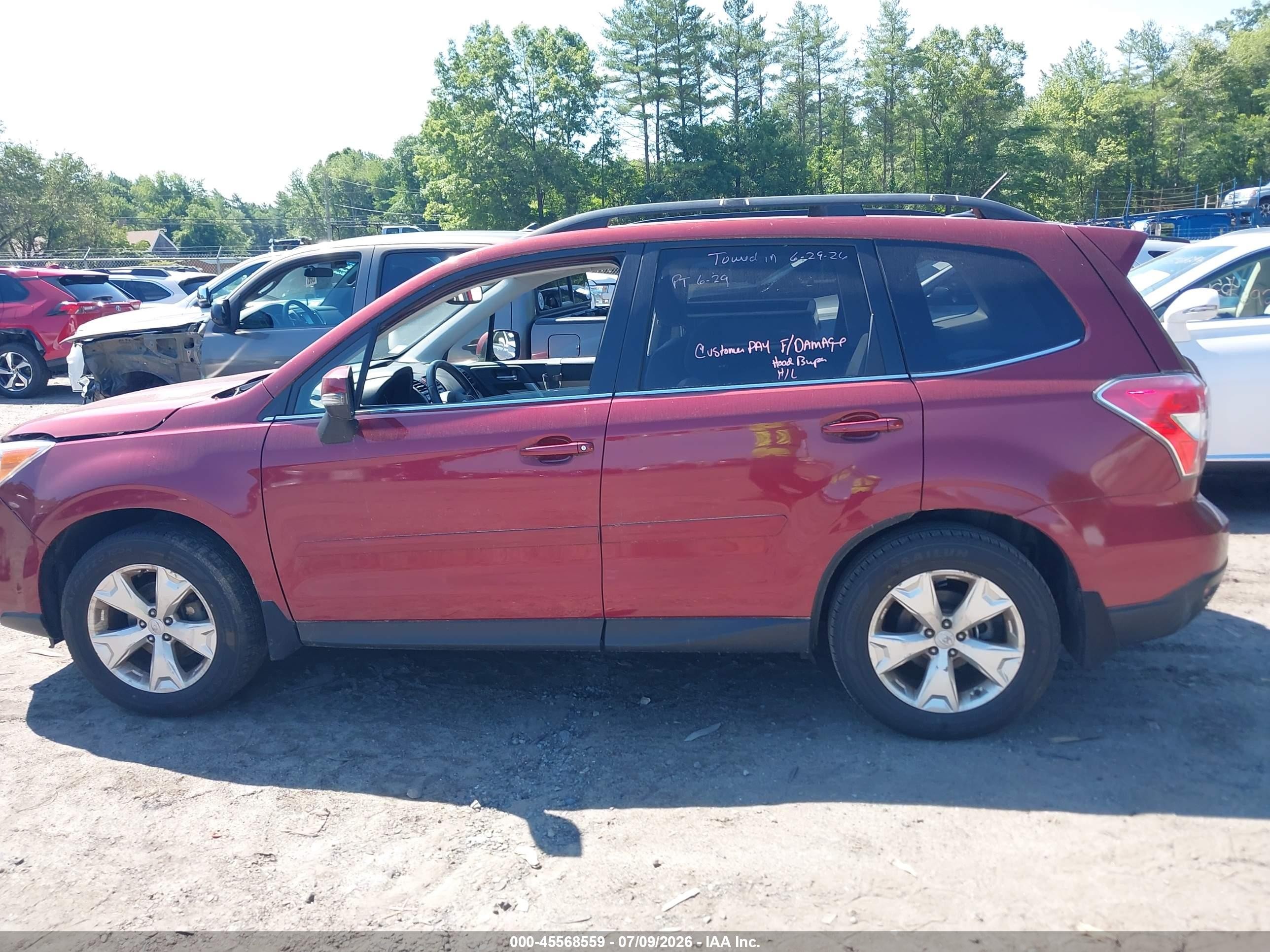 2014 Subaru Forester 2.5i Touring Red vin: JF2SJAPC3EH425315