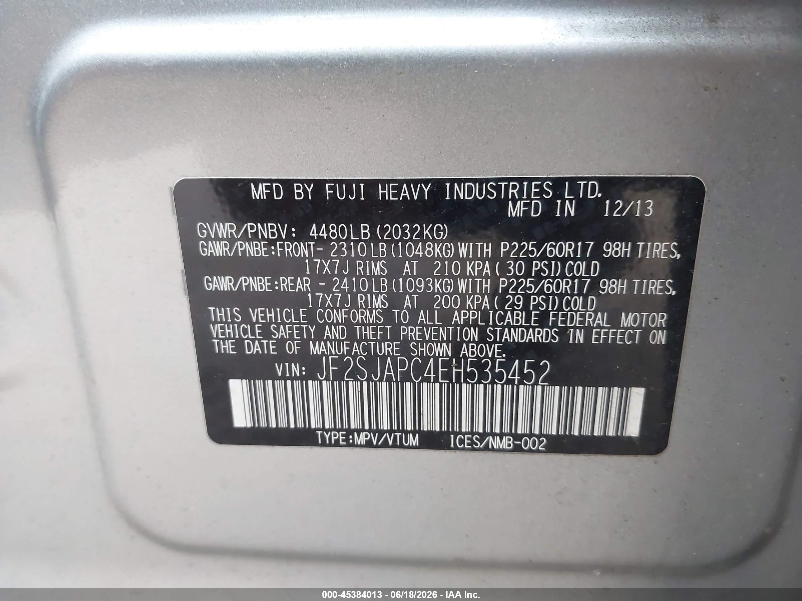 2014 Subaru Forester 2.5i Touring Silver vin: JF2SJAPC4EH535452