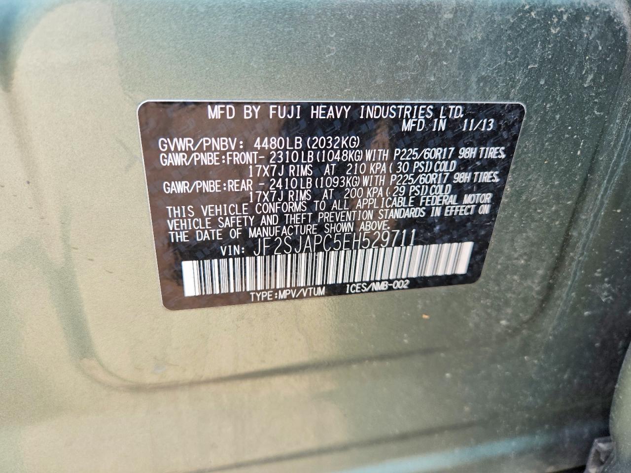 2014 Subaru Forester 2.5i Touring Green vin: JF2SJAPC5EH529711