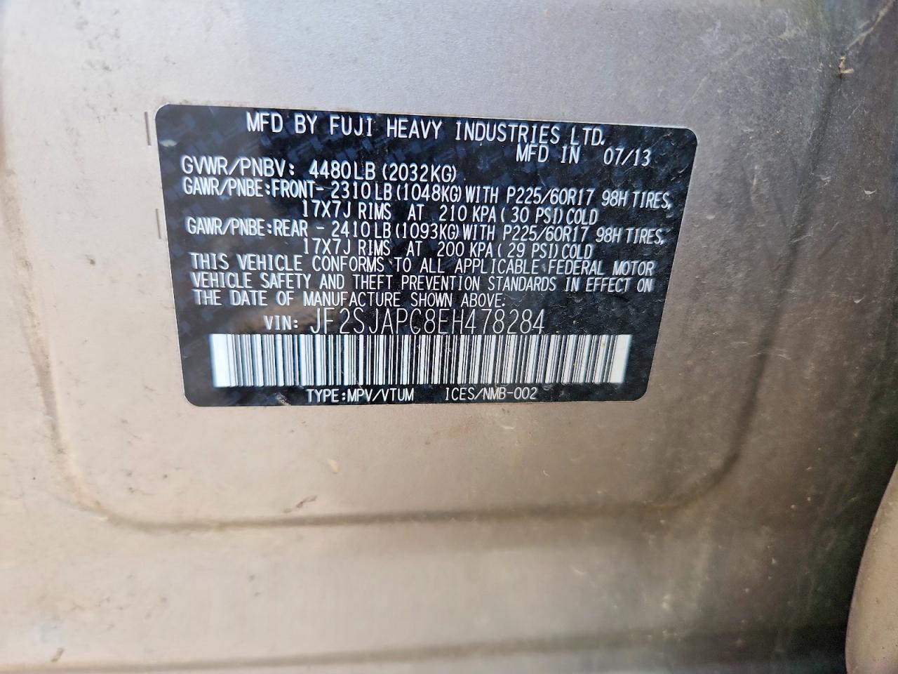 2014 Subaru Forester 2.5i Touring Beige vin: JF2SJAPC8EH478284