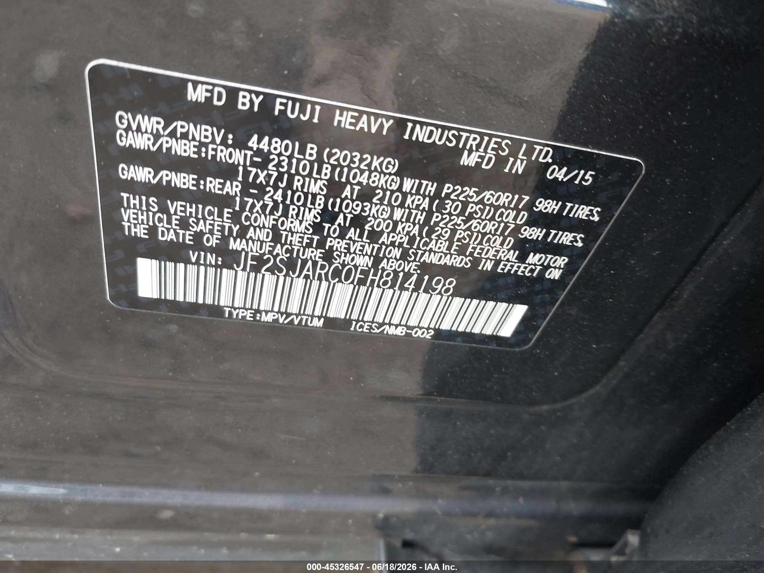 2015 Subaru Forester 2.5i Limited Gray vin: JF2SJARC0FH814198