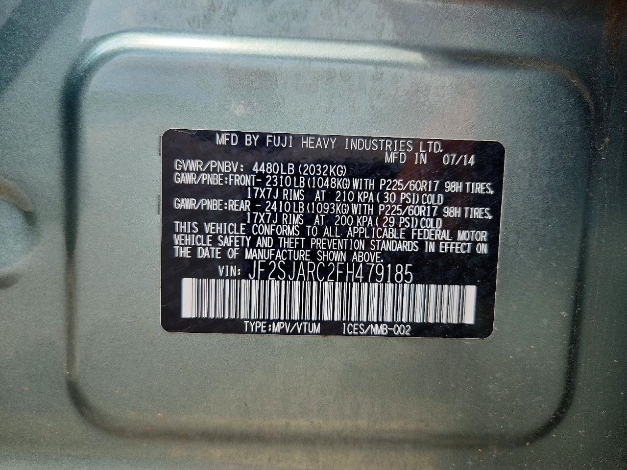2015 Subaru Forester 2.5i Limited Tan vin: JF2SJARC2FH479185