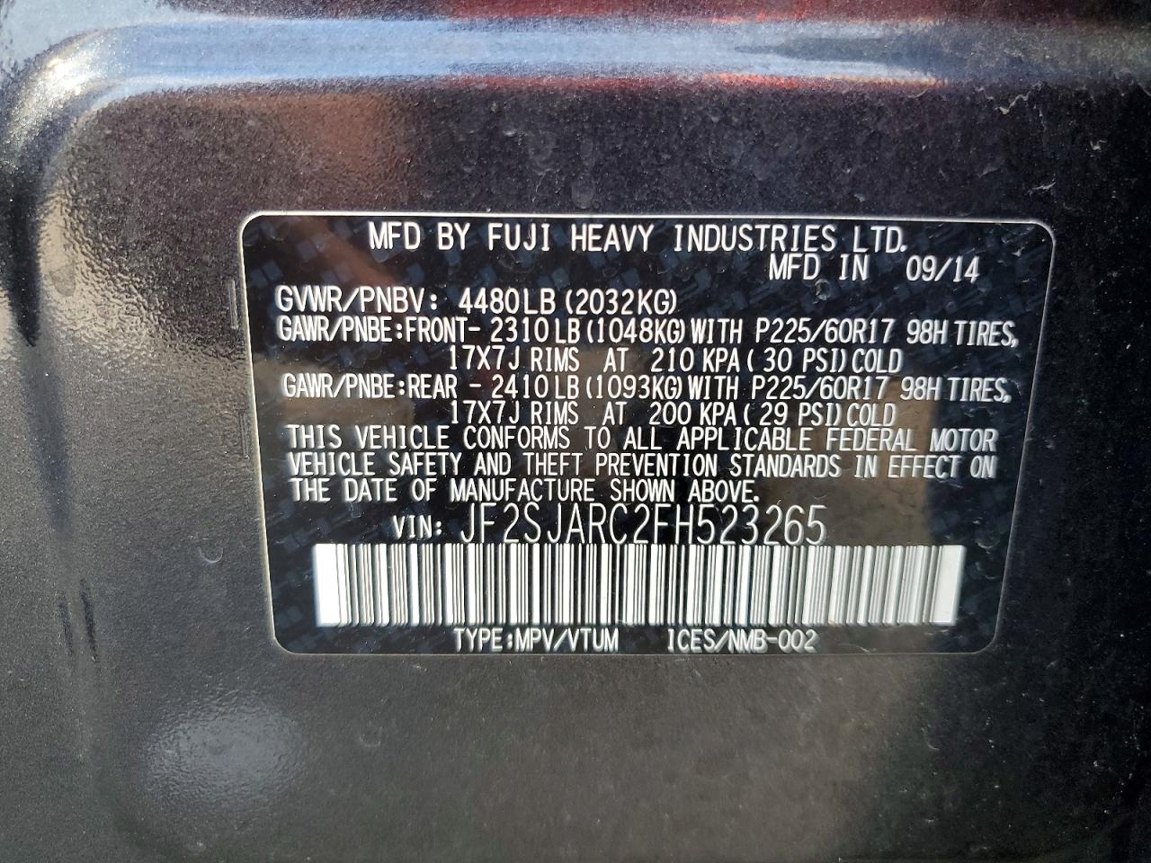 2015 Subaru Forester 2.5i Limited Gray vin: JF2SJARC2FH523265