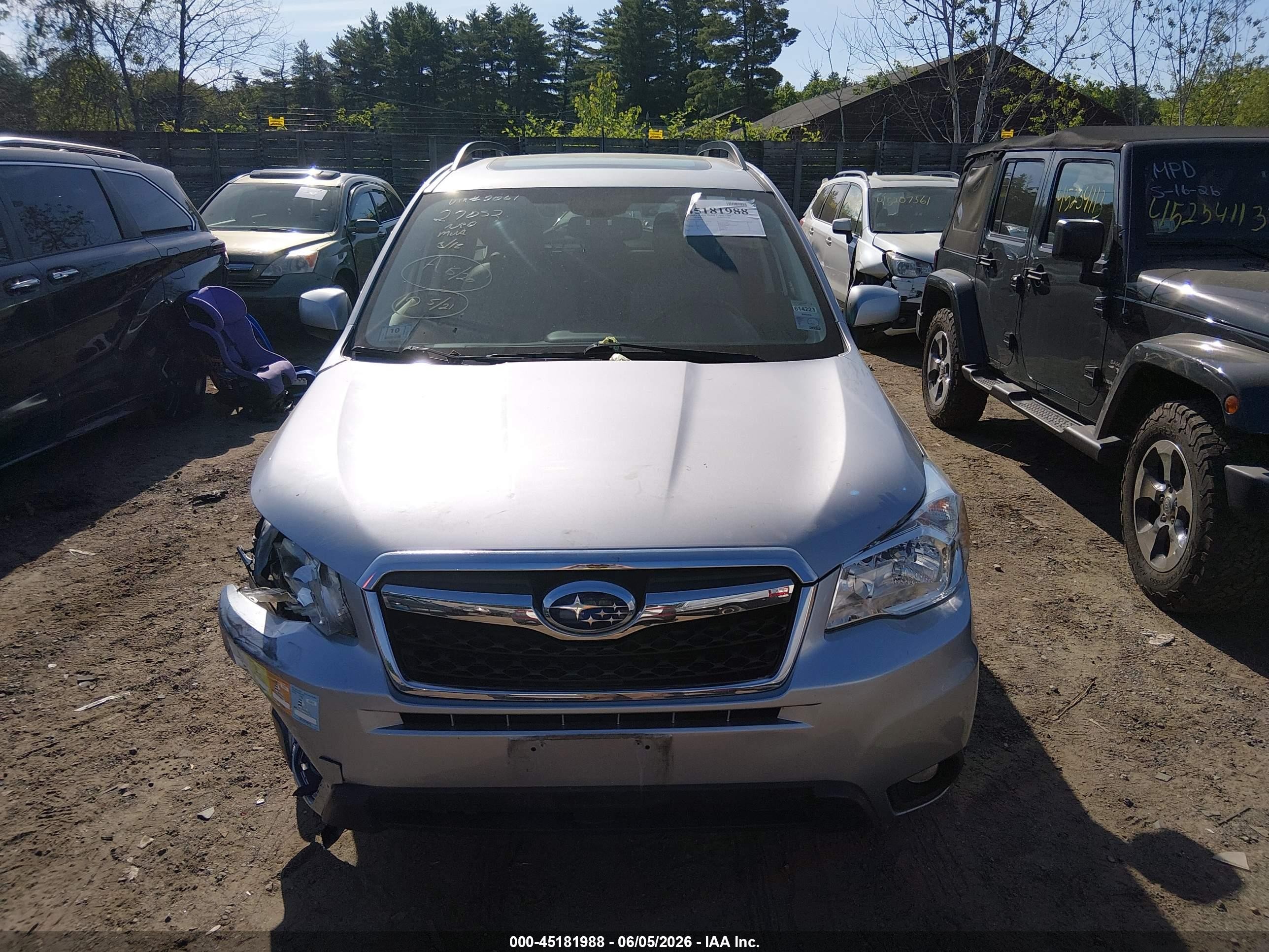 2015 Subaru Forester 2.5i Limited Silver vin: JF2SJARC3FH842061