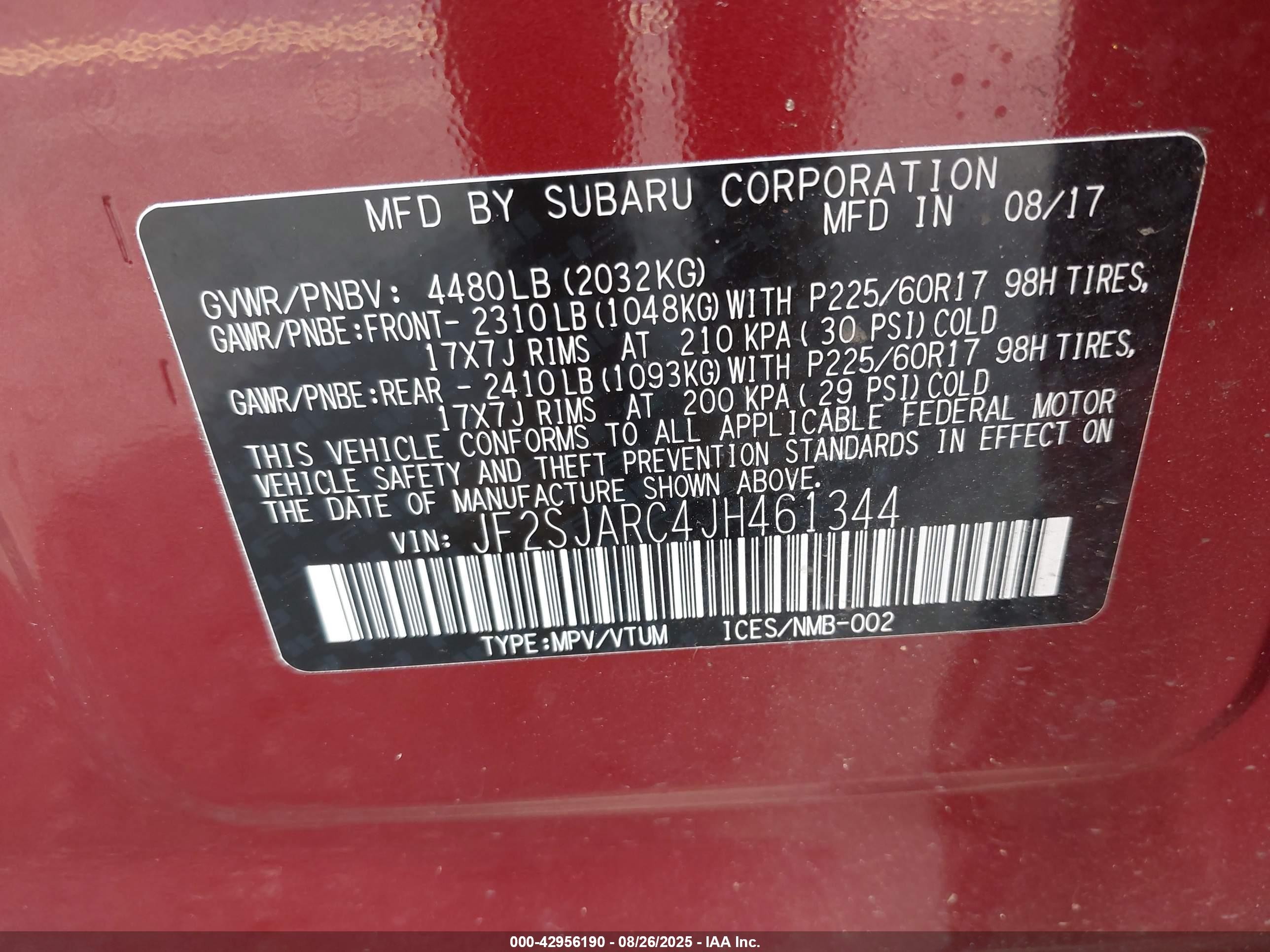 2018 Subaru Forester 2.5i Limited Красный vin: JF2SJARC4JH461344