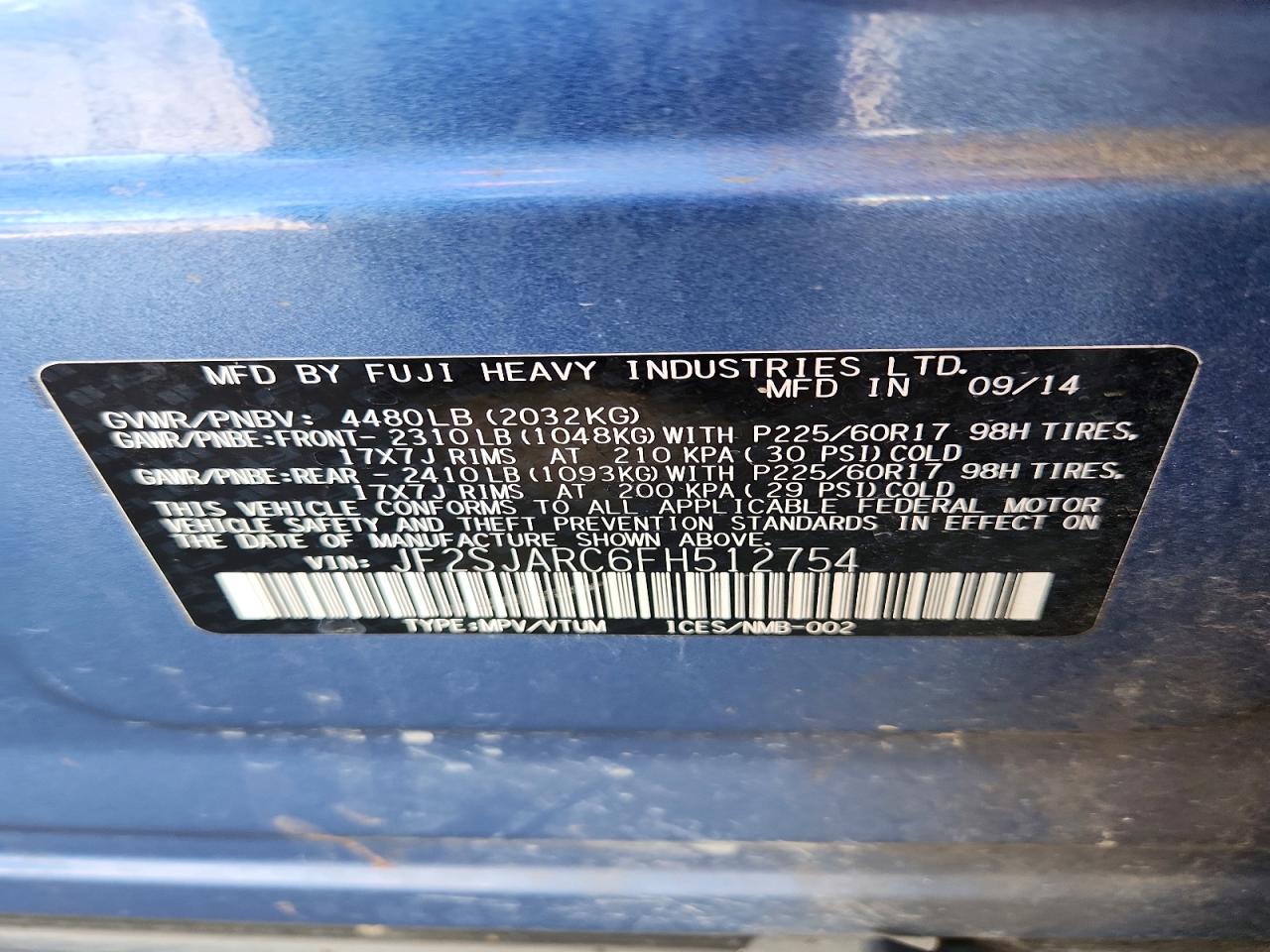 2015 Subaru Forester 2.5i Limited Синий vin: JF2SJARC6FH512754