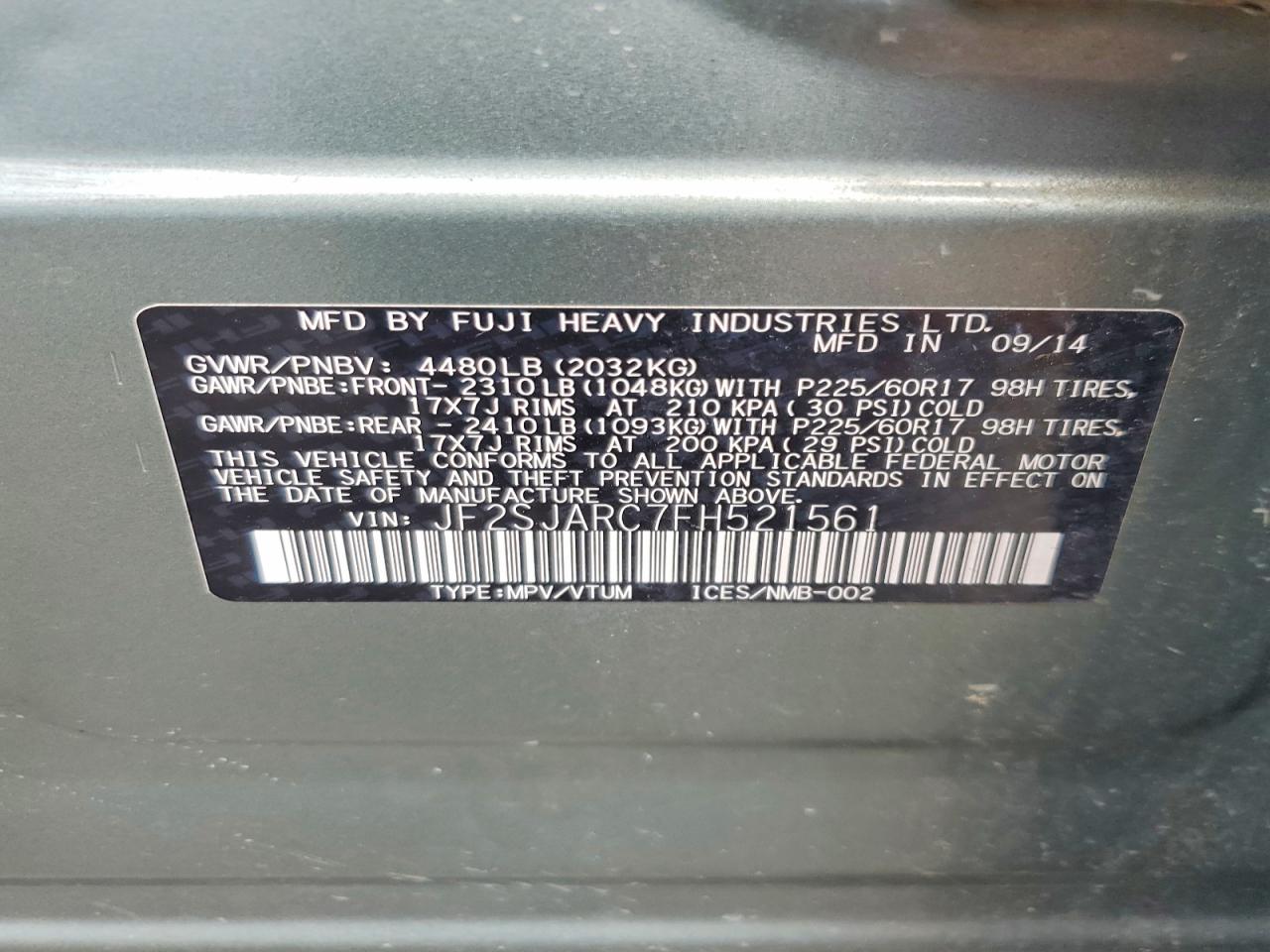 2015 Subaru Forester 2.5i Limited Green vin: JF2SJARC7FH521561