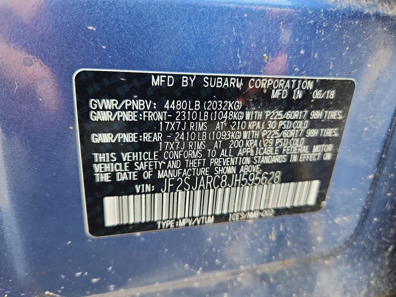 2018 Subaru Forester 2.5i Limited Blue vin: JF2SJARC8JH595628