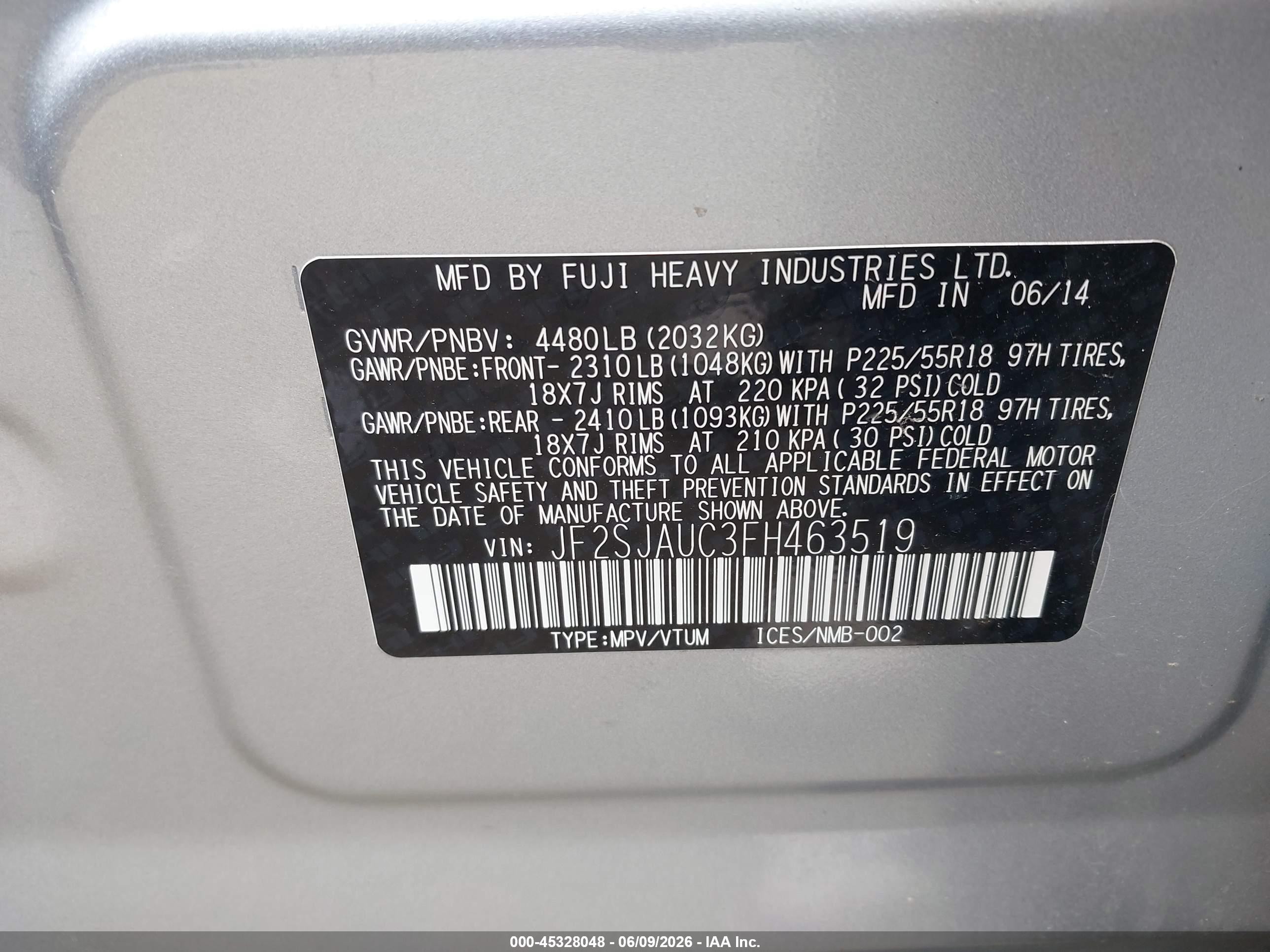 2015 Subaru Forester 2.5i Touring Silver vin: JF2SJAUC3FH463519