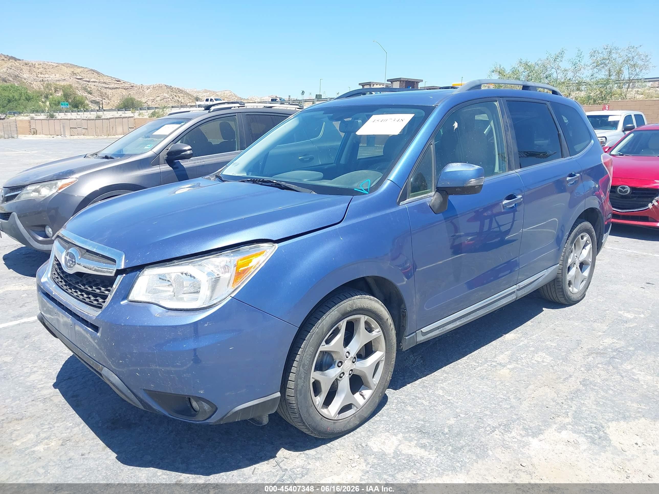 2015 Subaru Forester 2.5i Touring Blue vin: JF2SJAWC1FH548615